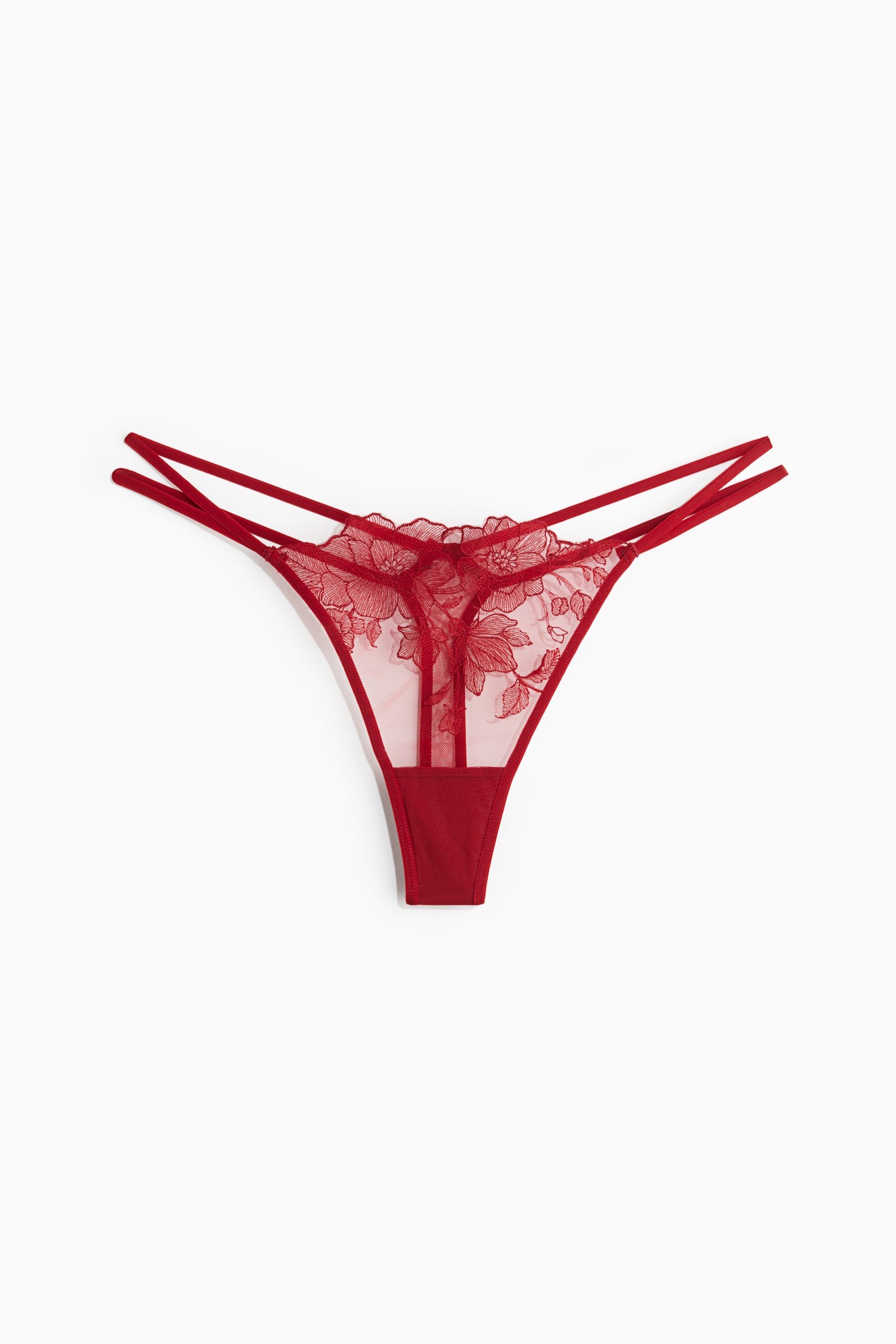 Embroidered thong briefs - Dark red/Beige/White/Navy blue - 2