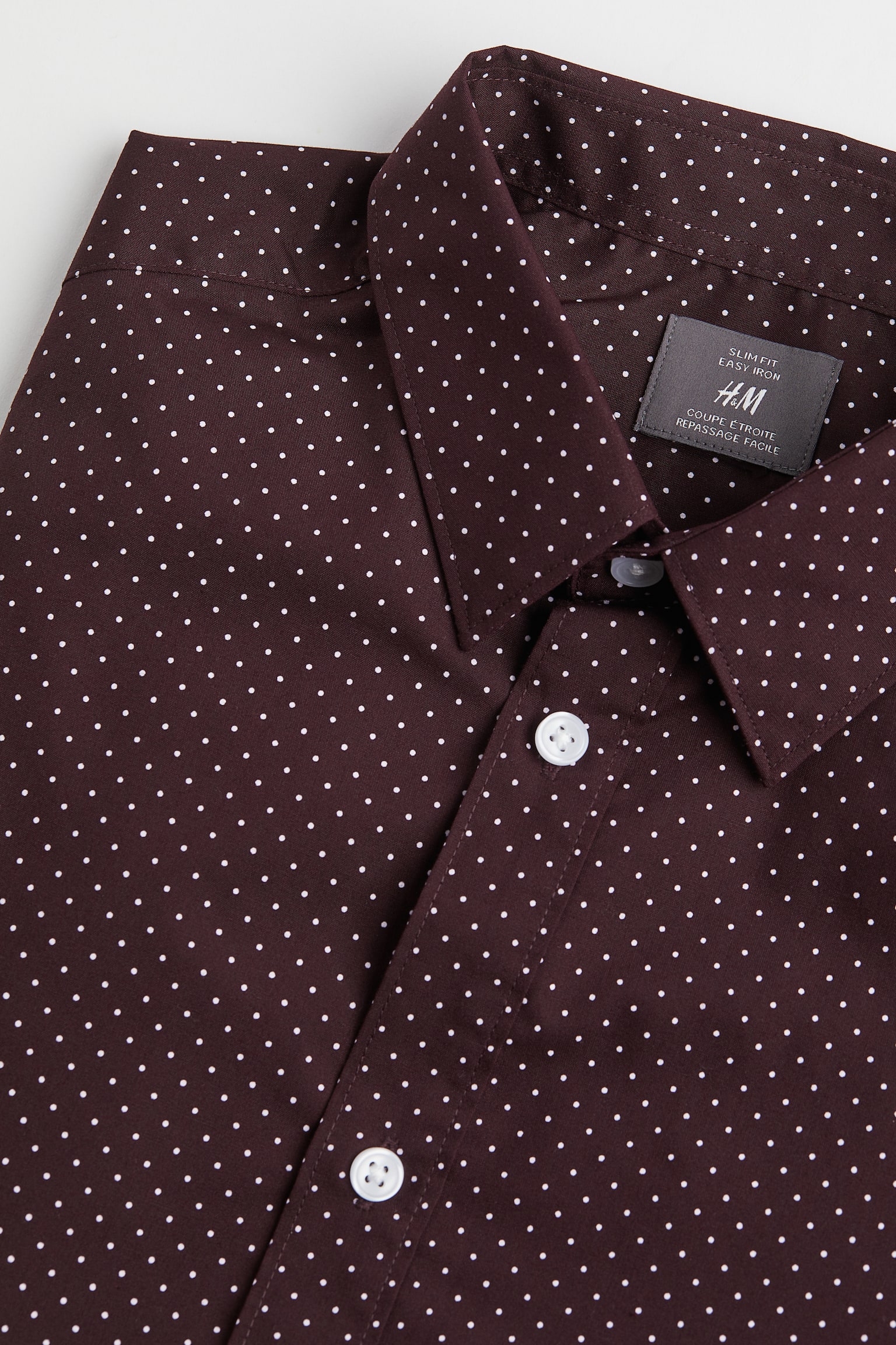 Slim Fit Easy-iron shirt - Burgundy/Spotted/Navy blue/Spotted/White/White/Black spotted/Black/Light blue/Striped/Light blue/Checked/Navy blue - 2