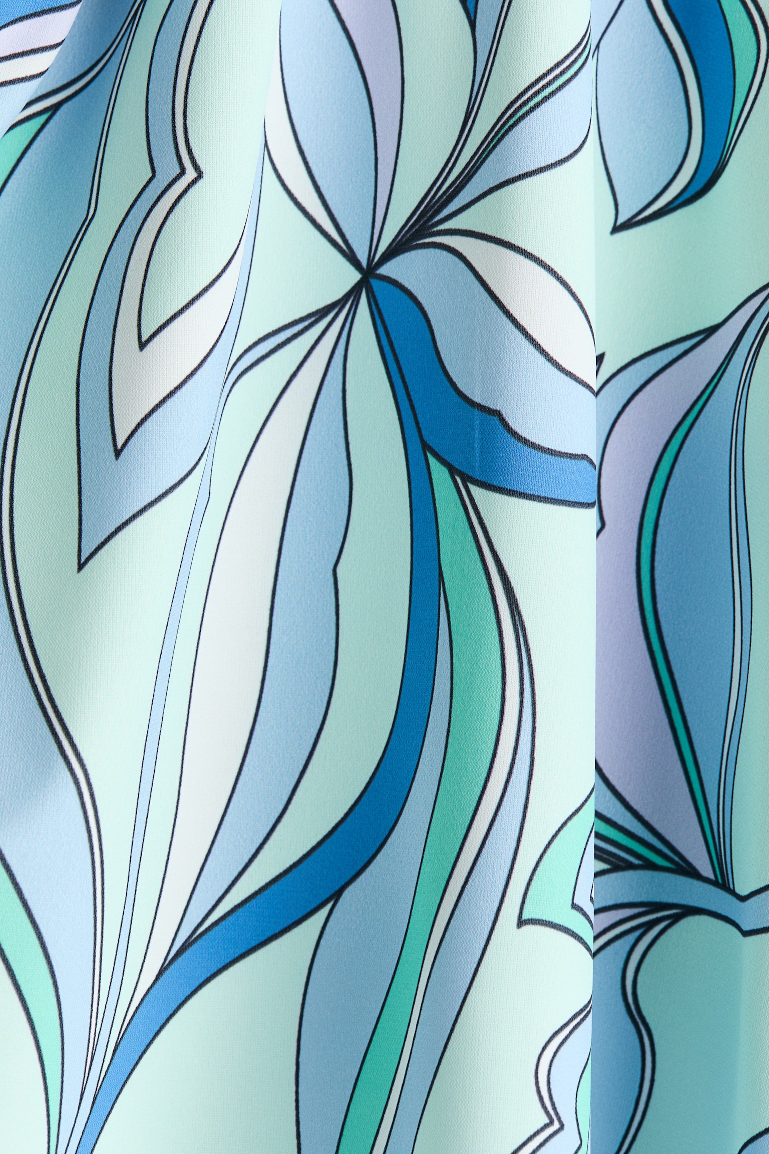 Printed Tie-Detail Top-Light turquoise/blue - 6