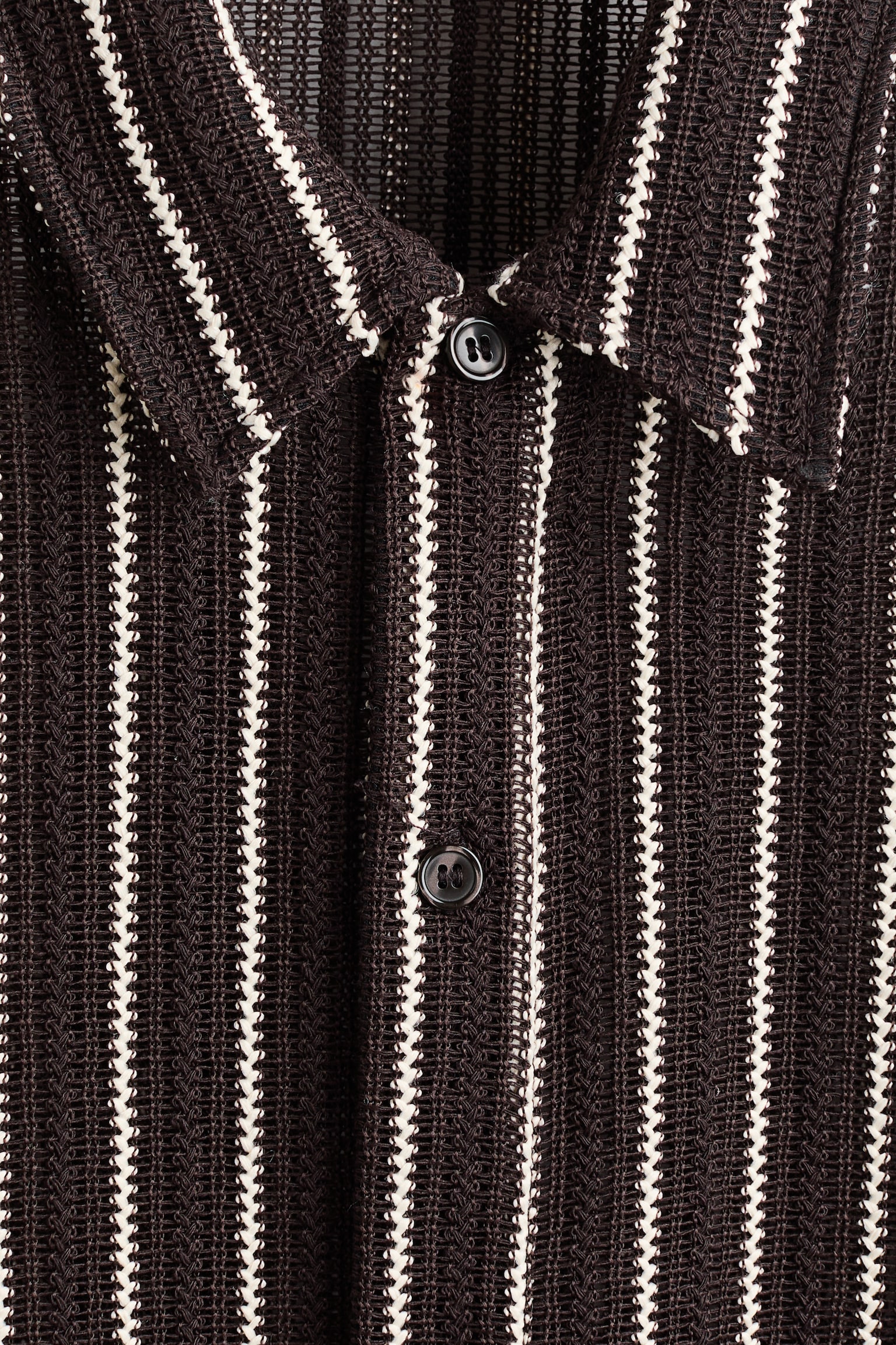 Regular Fit Textured-knit shirt - Dark brown/Striped/White/Striped - 5