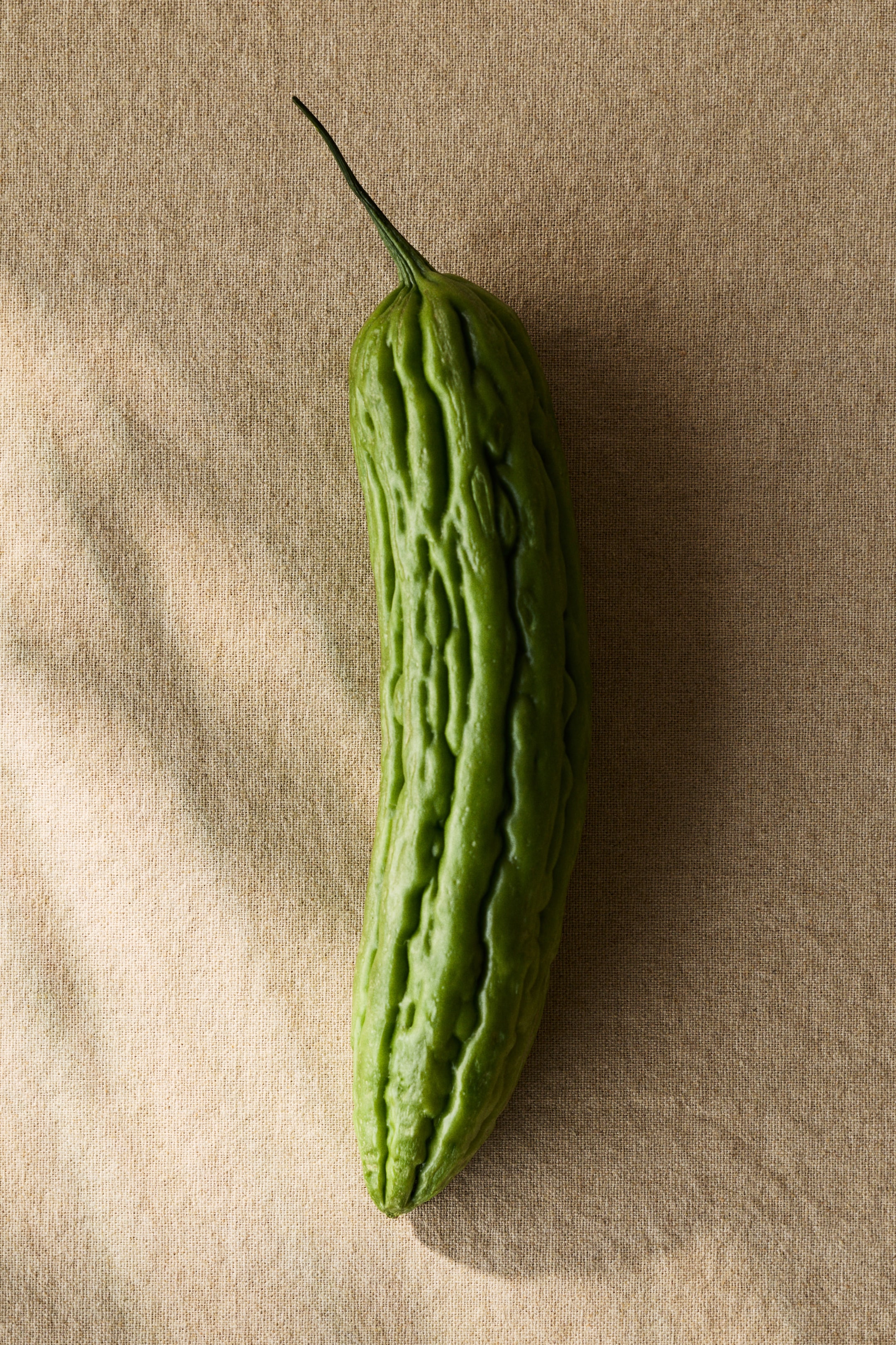 拡大画像を表示: 綿とリネンの混紡で織られたテーブルクロスは、スレッドカウント240で、2.5cmの折り返しヘムで仕上げられています。薄いブラウンの色合いと目に見える織り目のテクスチャが特徴です。平らに置かれ、表面には微妙なシワと光の加減による変化が見られます。