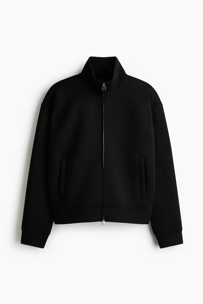 Veste de survêtement Loose Fit en scuba - Noir/Gris chiné - 1