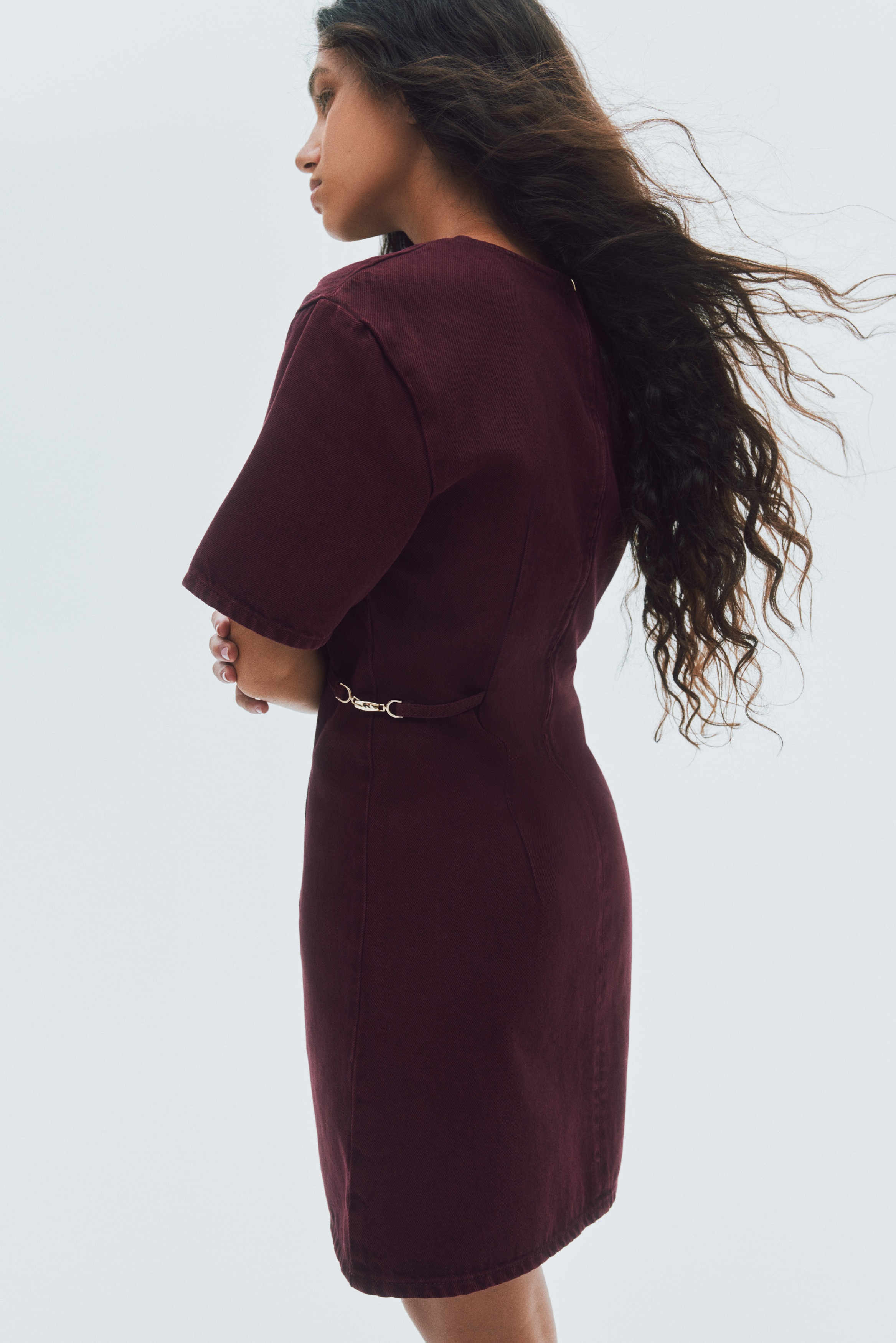 Buckle-detail denim dress