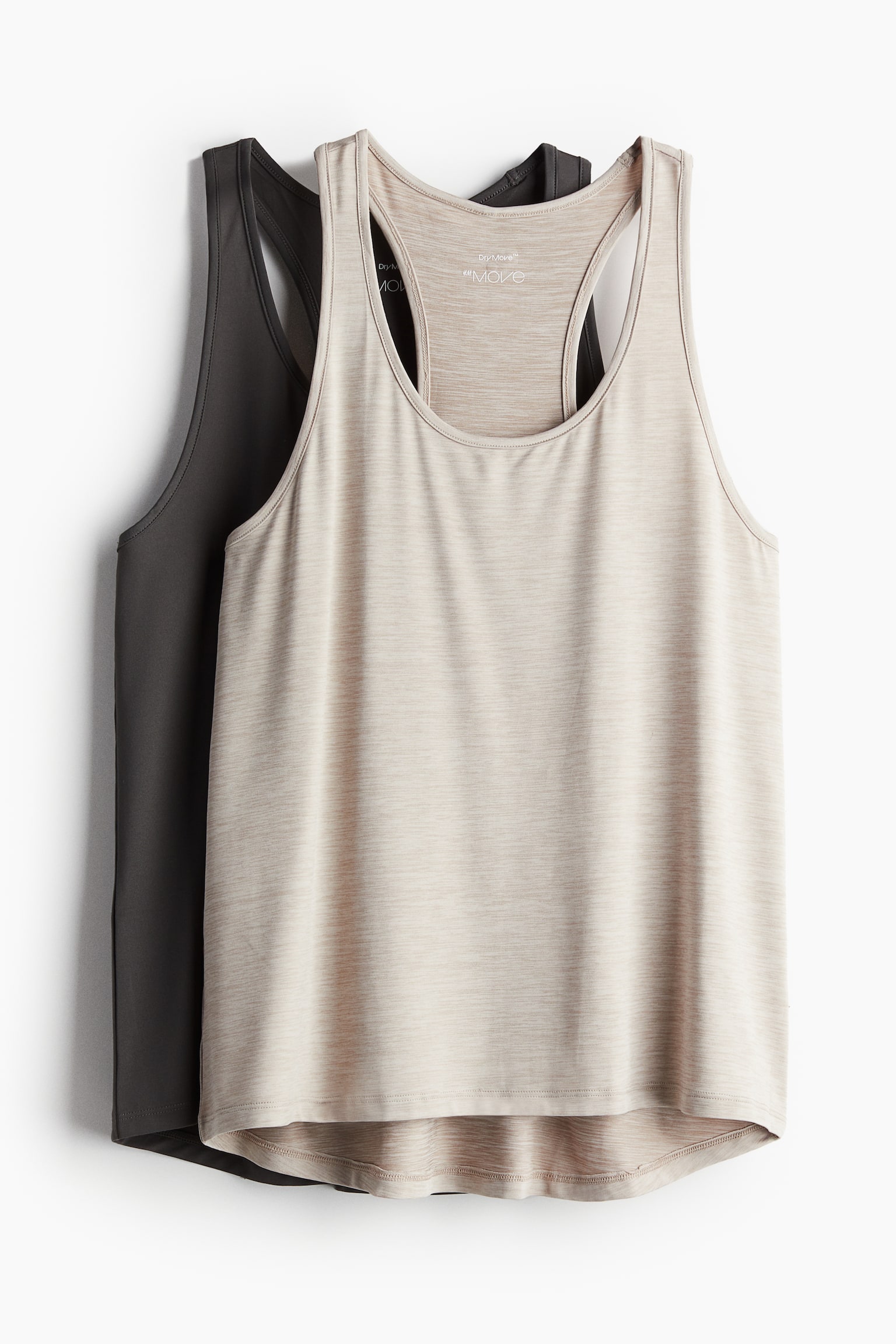 2-pack sports vest tops in DryMove™ - Dark grey/Light beige marl/Dark grey/White/Khaki green/White/Black - 1