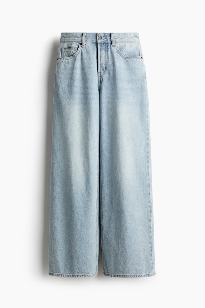 Wide-cut Jeans - Light denim blue/Dark denim gray/Light denim gray - 1