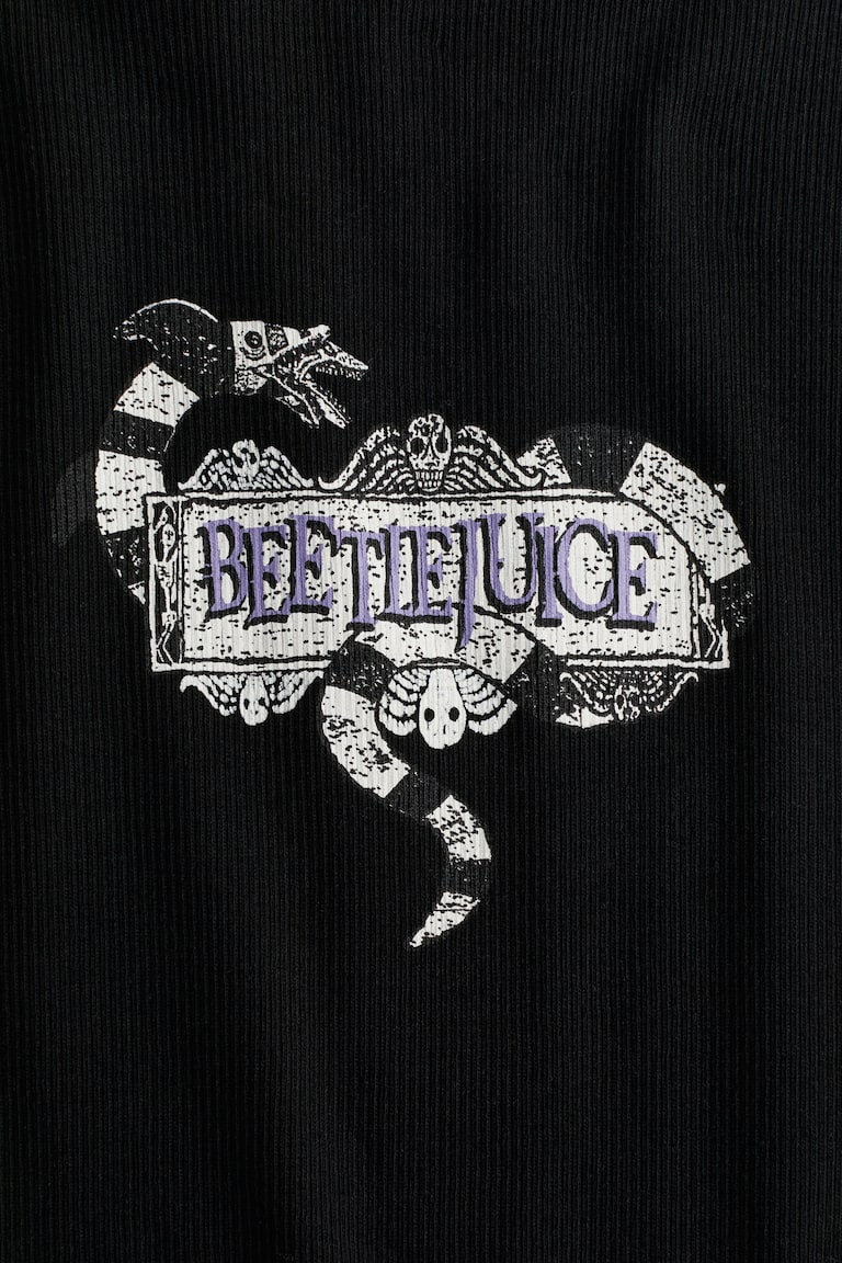 Top in jersey con motivo stampato Nero/Beetlejuice BAMBINO