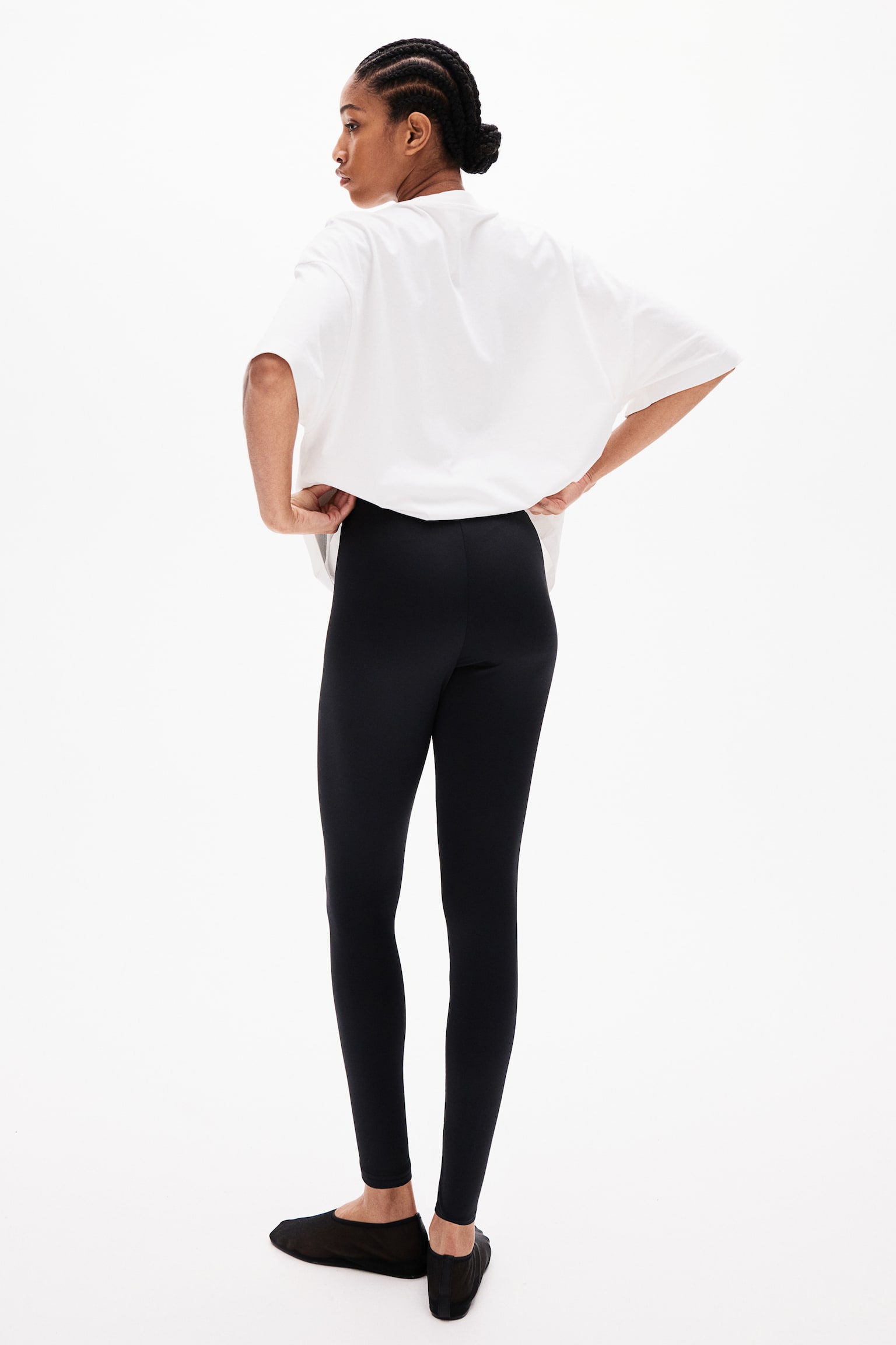 High-waisted leggings - Black/Black/Dark grey/Dark brown/Light greige/Light grey marl - 6