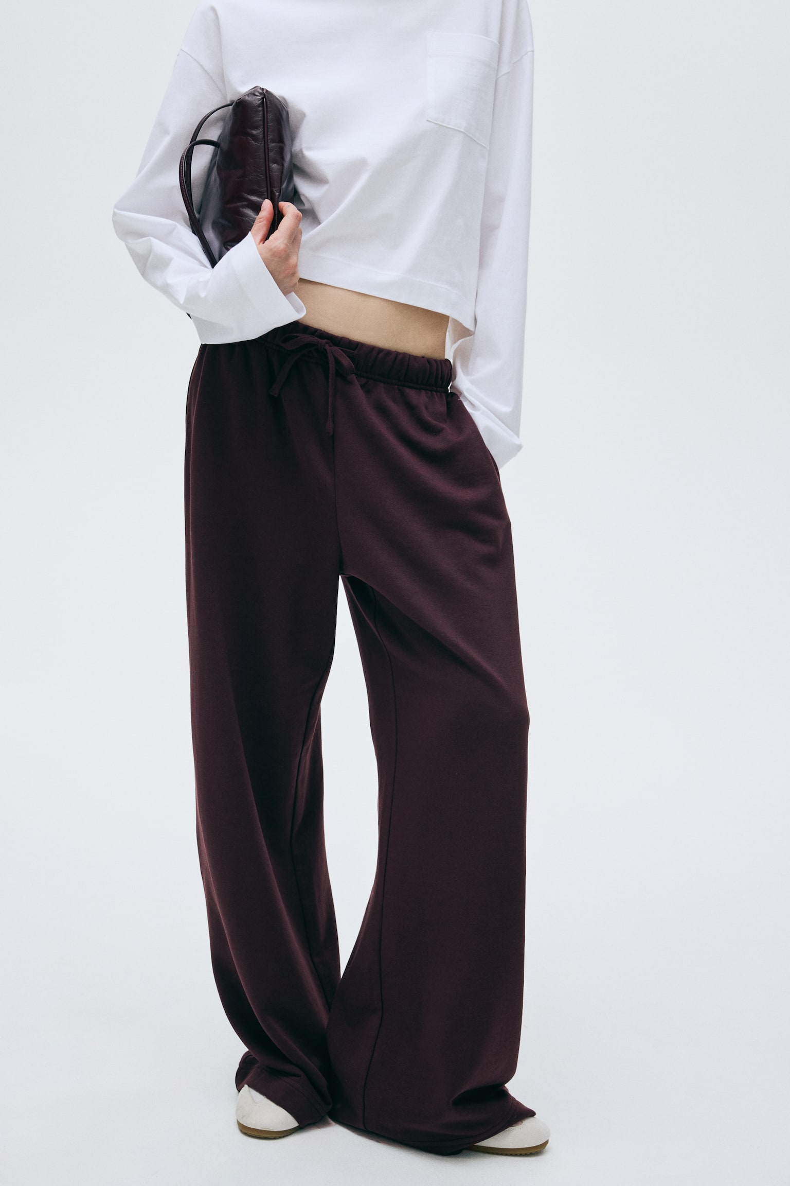 Straight-leg joggers - Burgundy/Navy blue/Light grey marl - 1