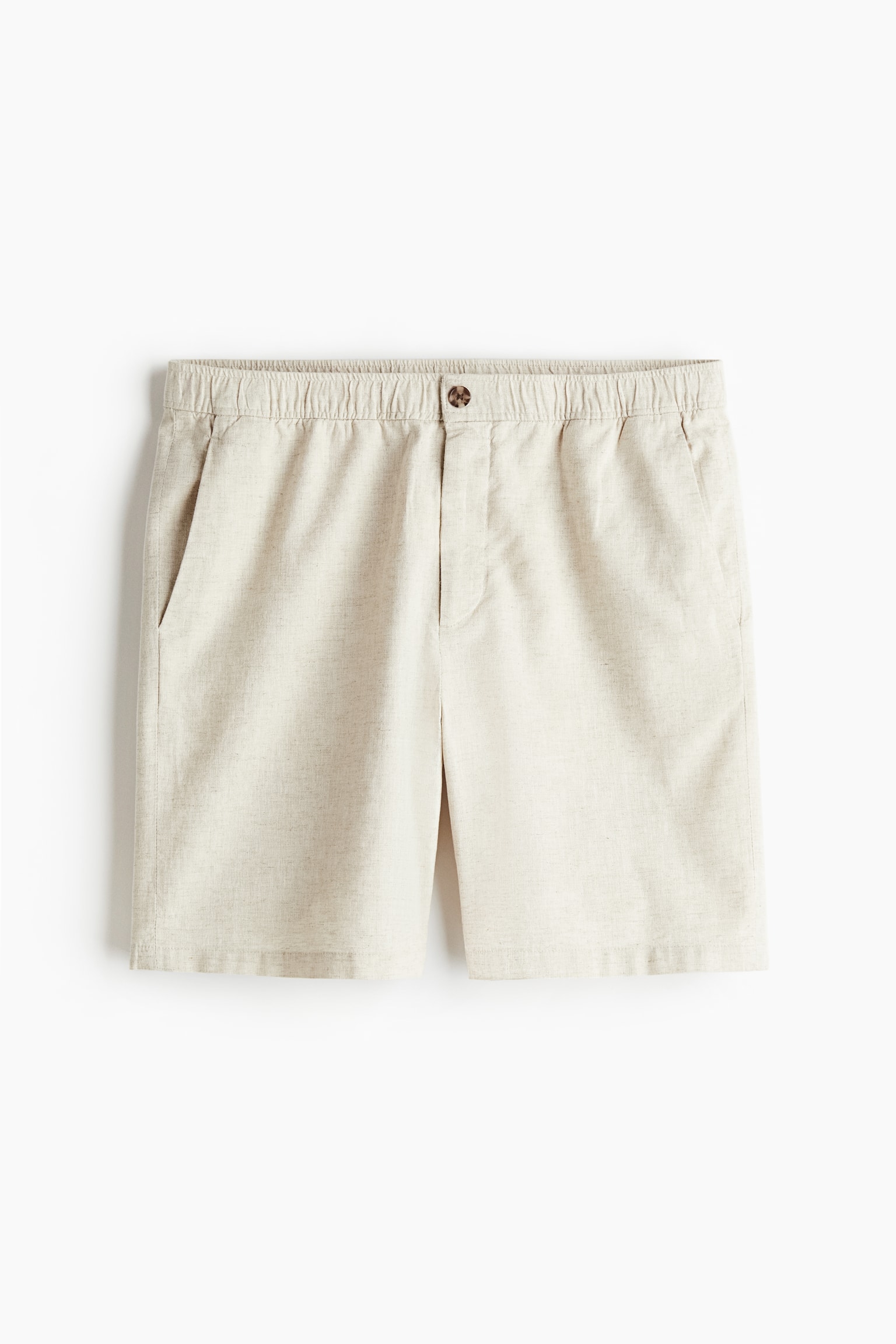 Regular Fit Linen-blend shorts - Light beige/White/Black - 2