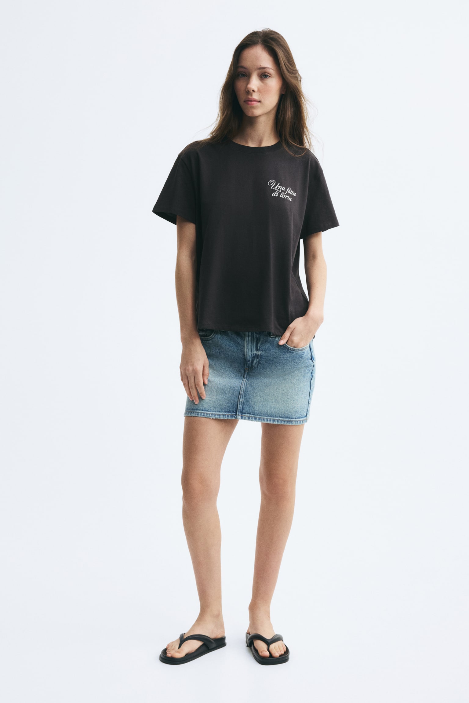 Женская футболка H&M Printed, цвет: Угольный серый — фото 3