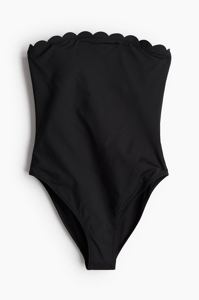 Bandeau-Badeanzug mit wattierten Cups - Schwarz - 1