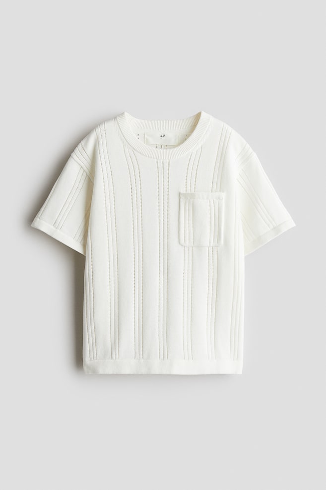 Textured-knit  cotton T-shirt - White - 1