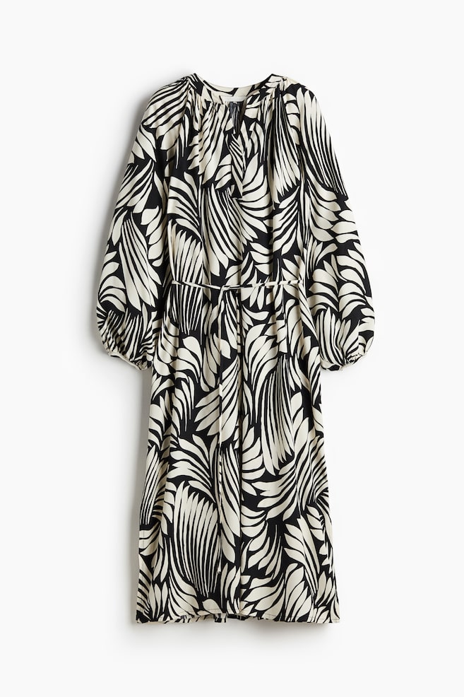 Kleid mit Ballonärmeln - Schwarz/Gemustert - 1
