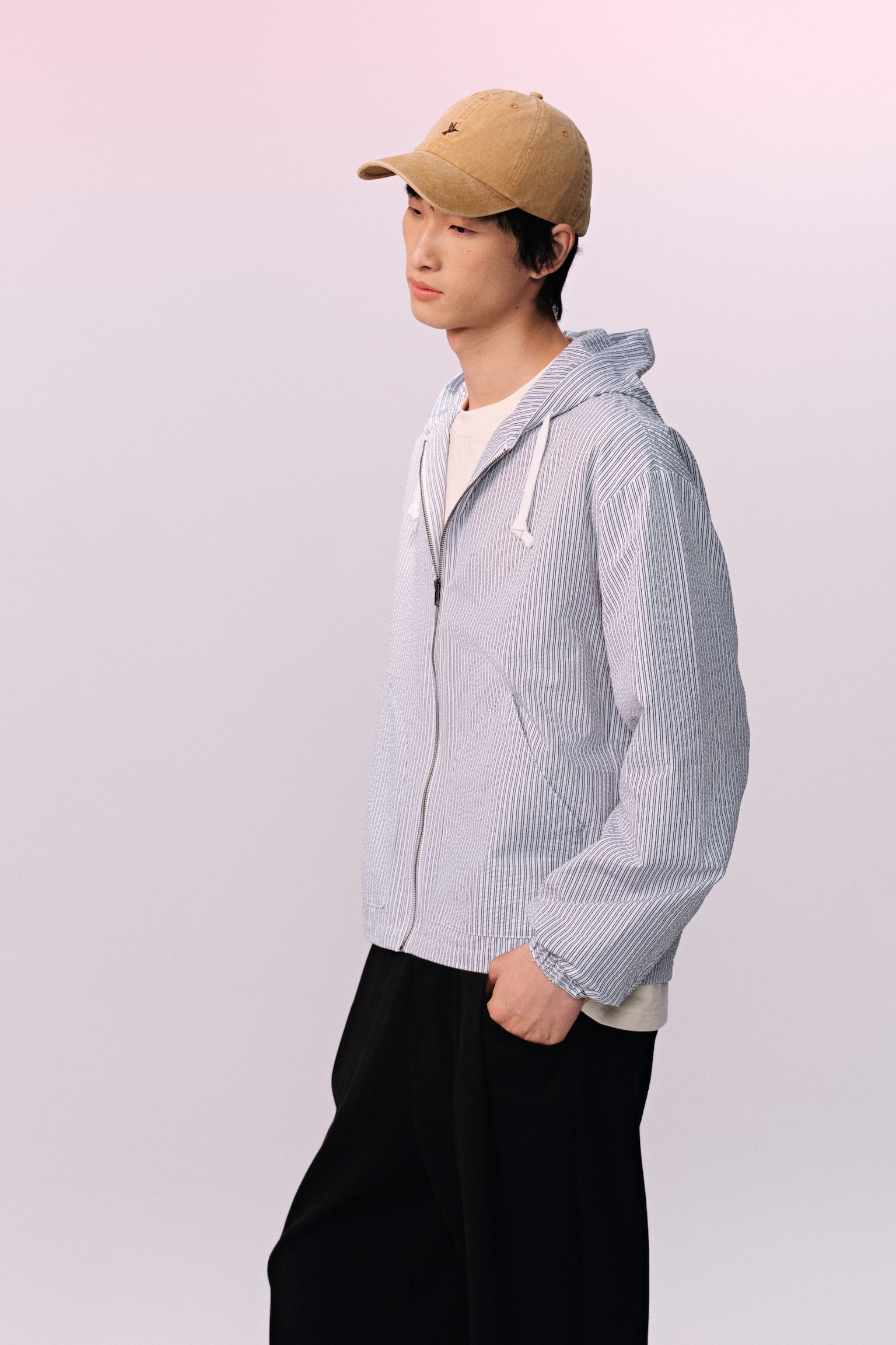 Áo khoác kéo khoá Loose Fit - Màu xanh dương nhạt/Kẻ/Màu xanh dương đậm/Kẻ - 4