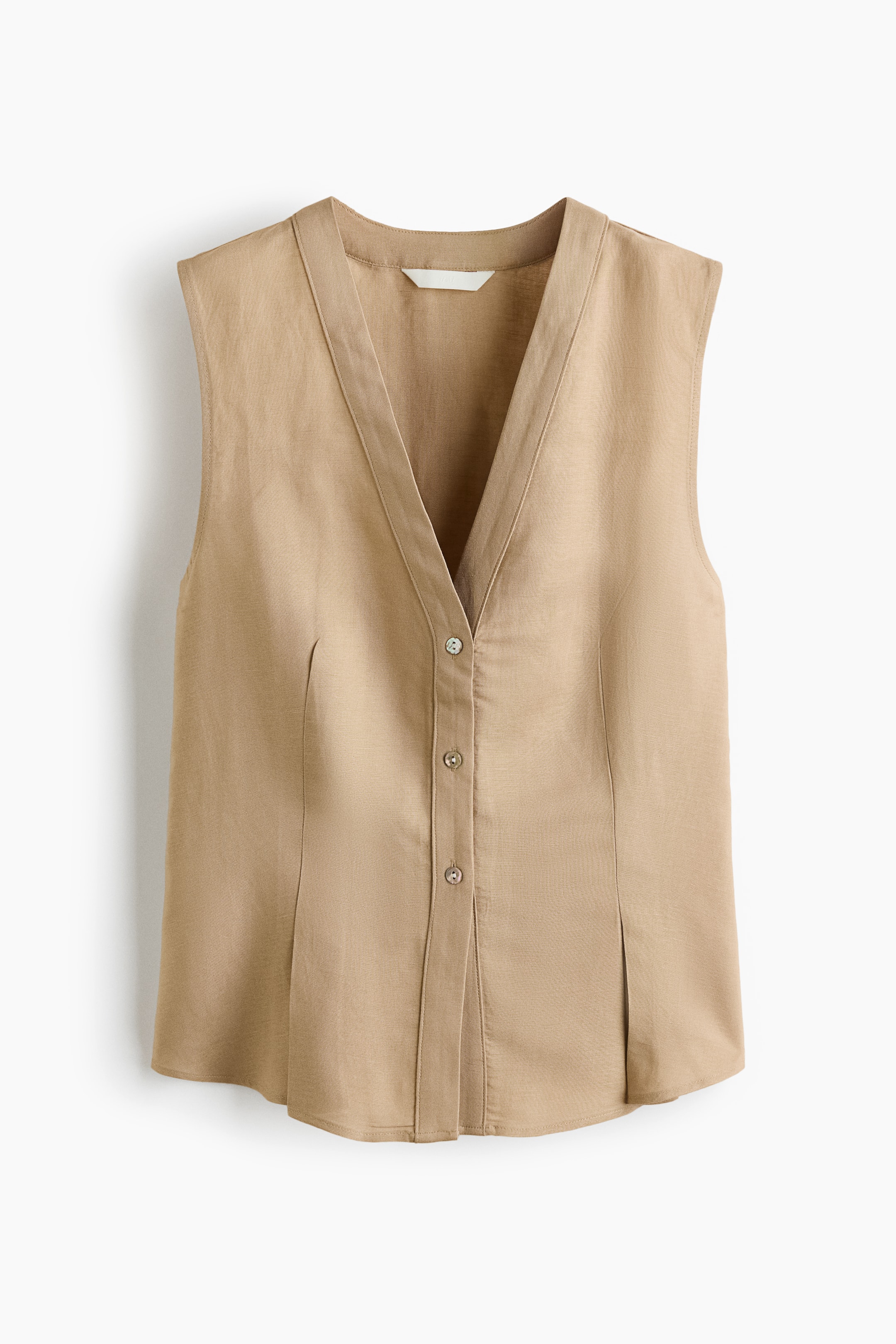 Linen-Blend V-Neck Vest