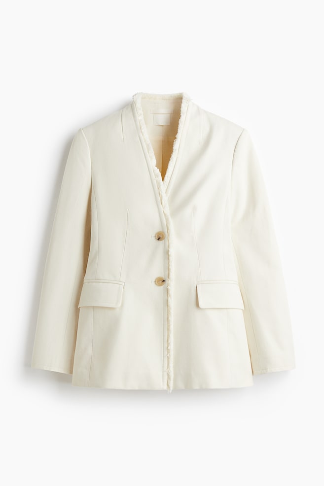Frayed-Edge Blazer - White - 1