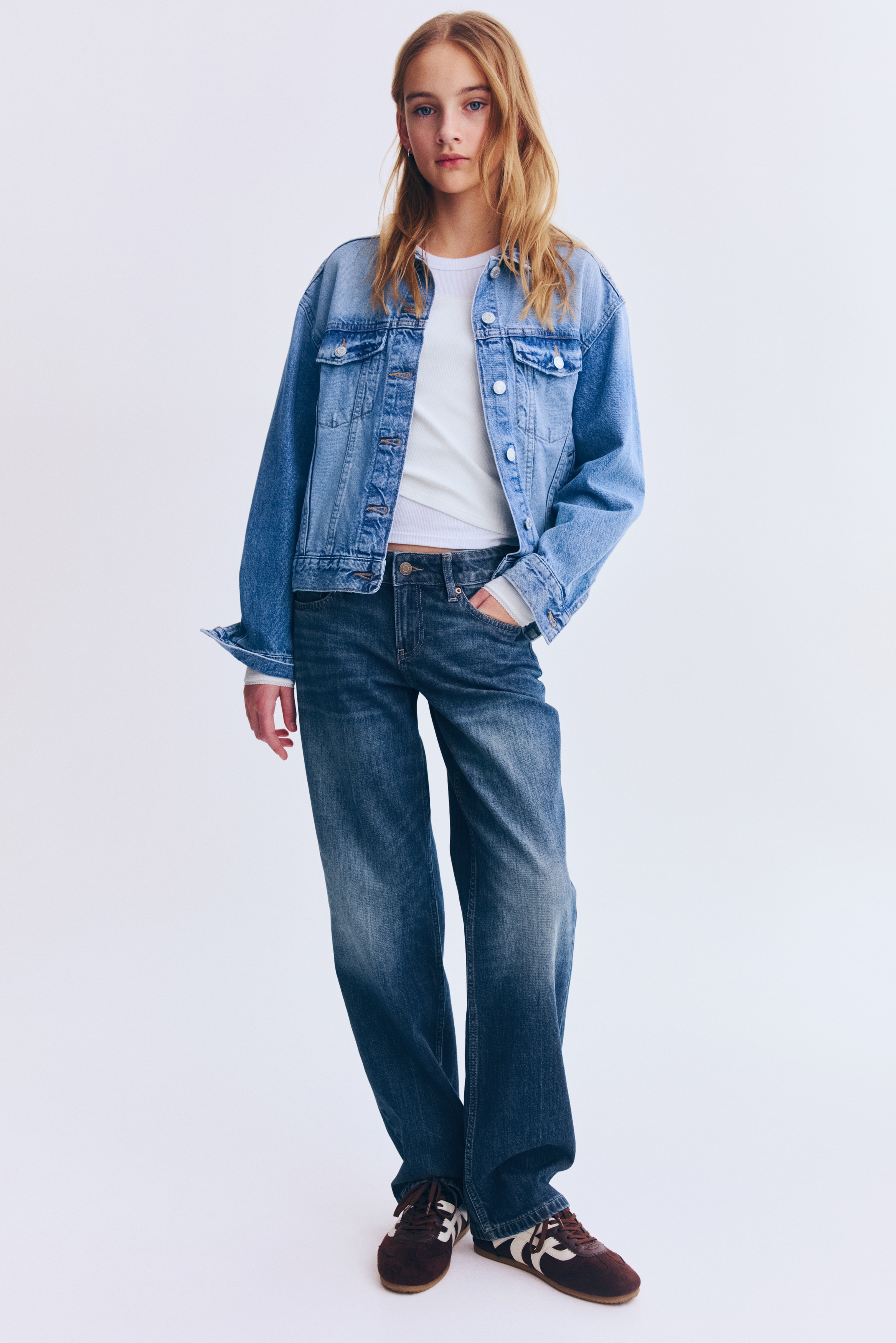 Straight Leg Jeans - Dark denim blue/Light denim grey/Light denim blue/Light denim blue/Light denim blue