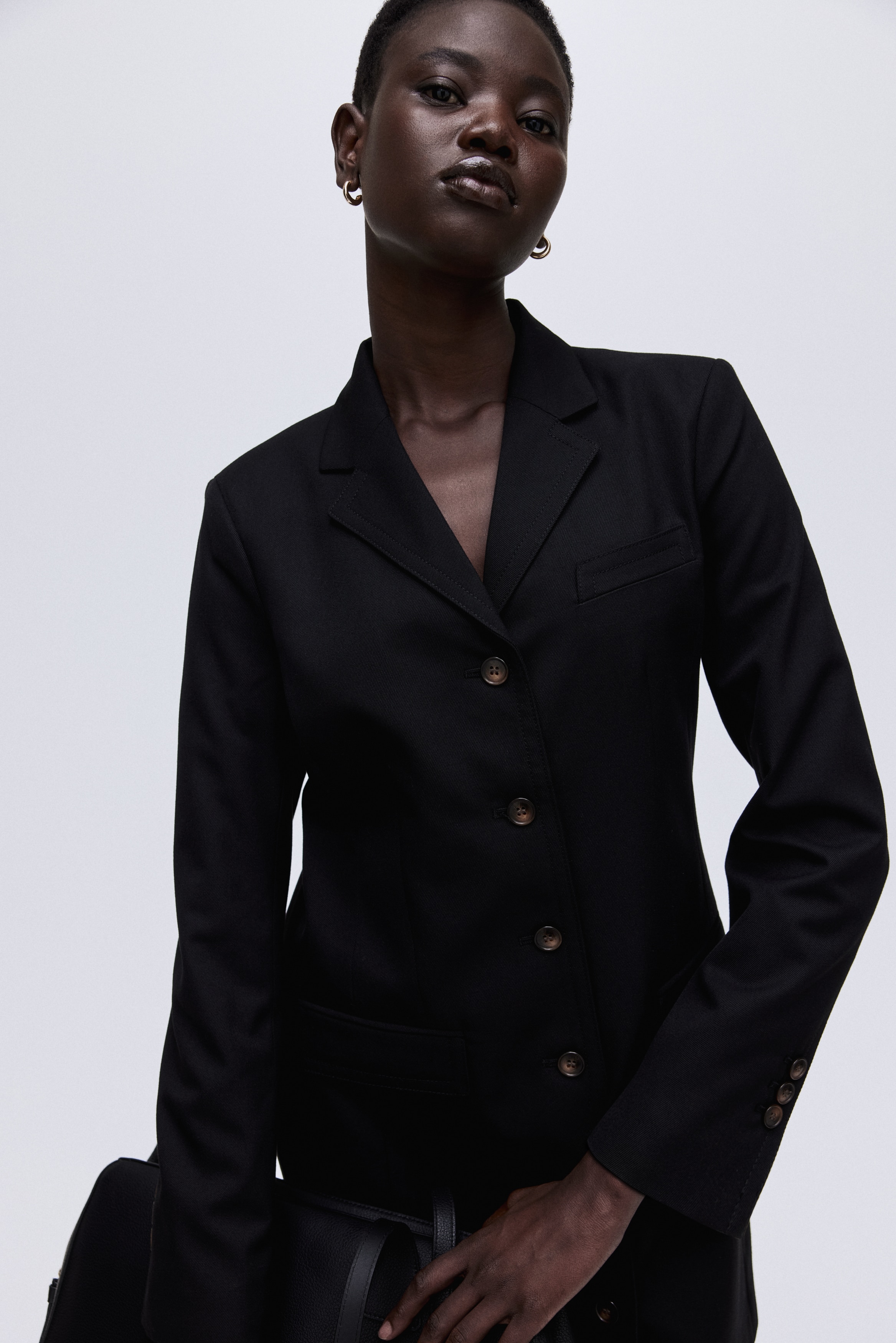 h&m satin jacket dress Ladies - Dark Brown Double-Breasted Jacket Dress - Size: XXL