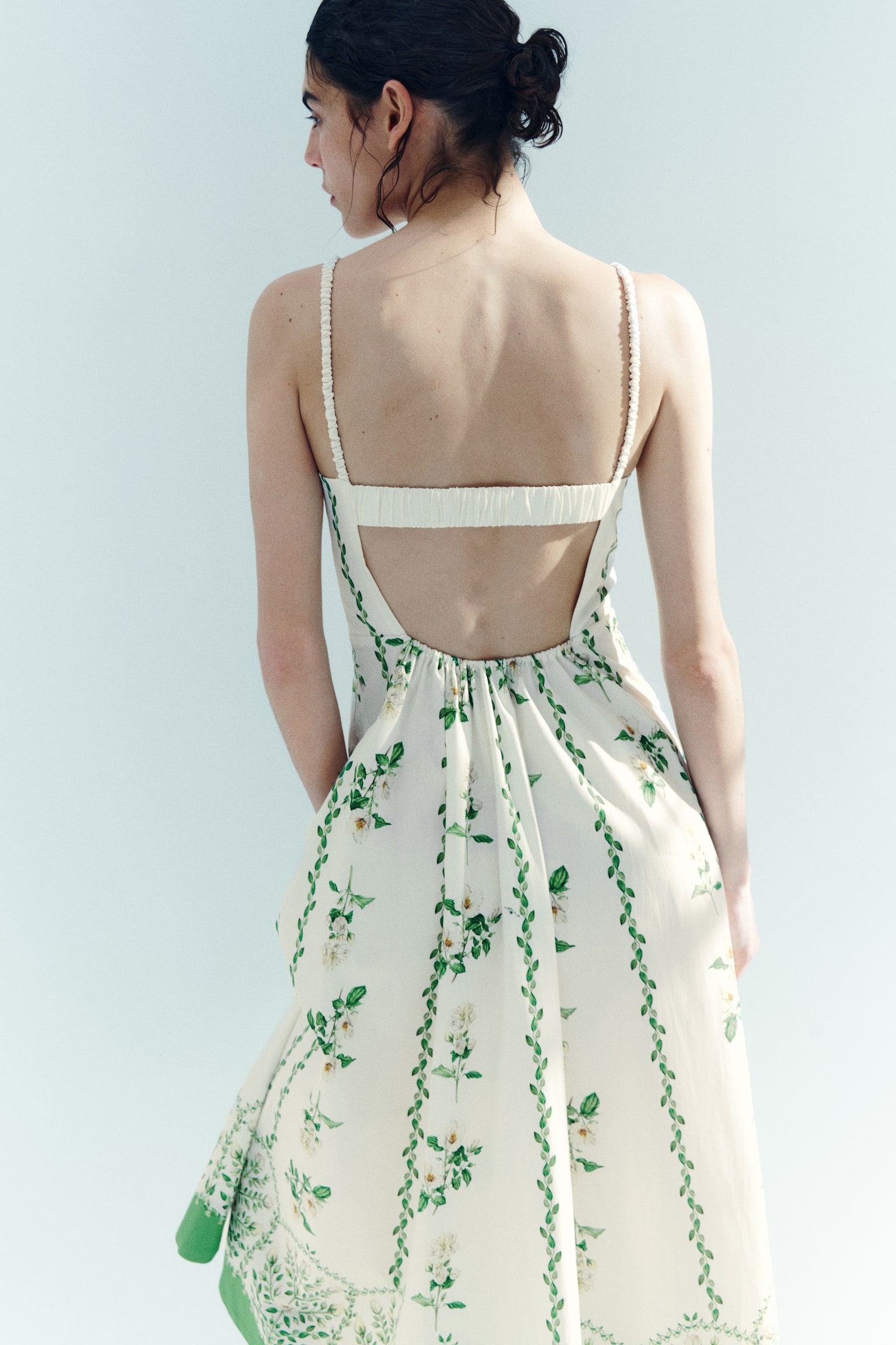 Flared-skirt cotton dress - Ivory/Floral - 3