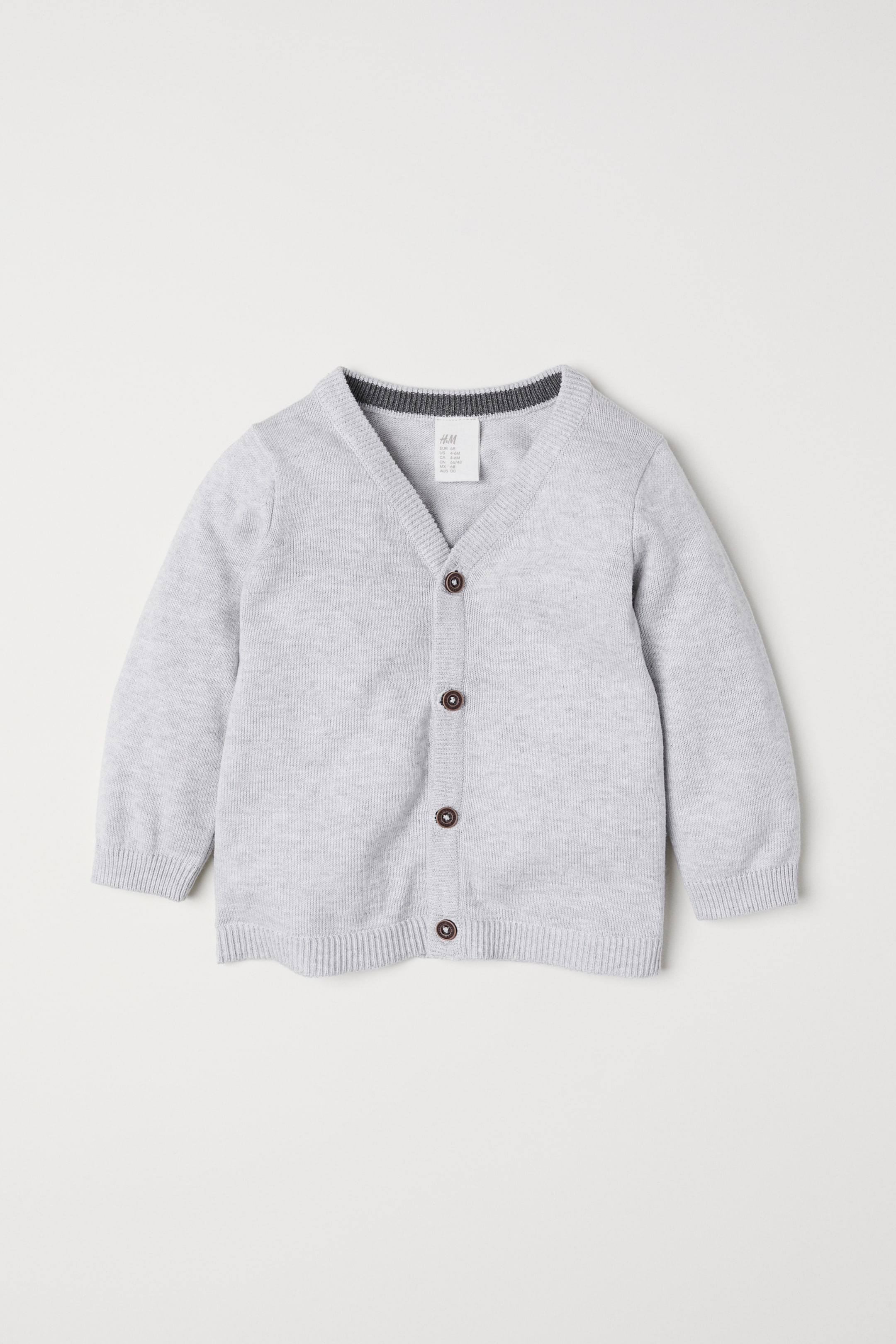 Grotere afbeelding bekijken: Fijngebreid katoenen vest - Lichtgrijs gemêleerd - KINDEREN | H&M NL 1