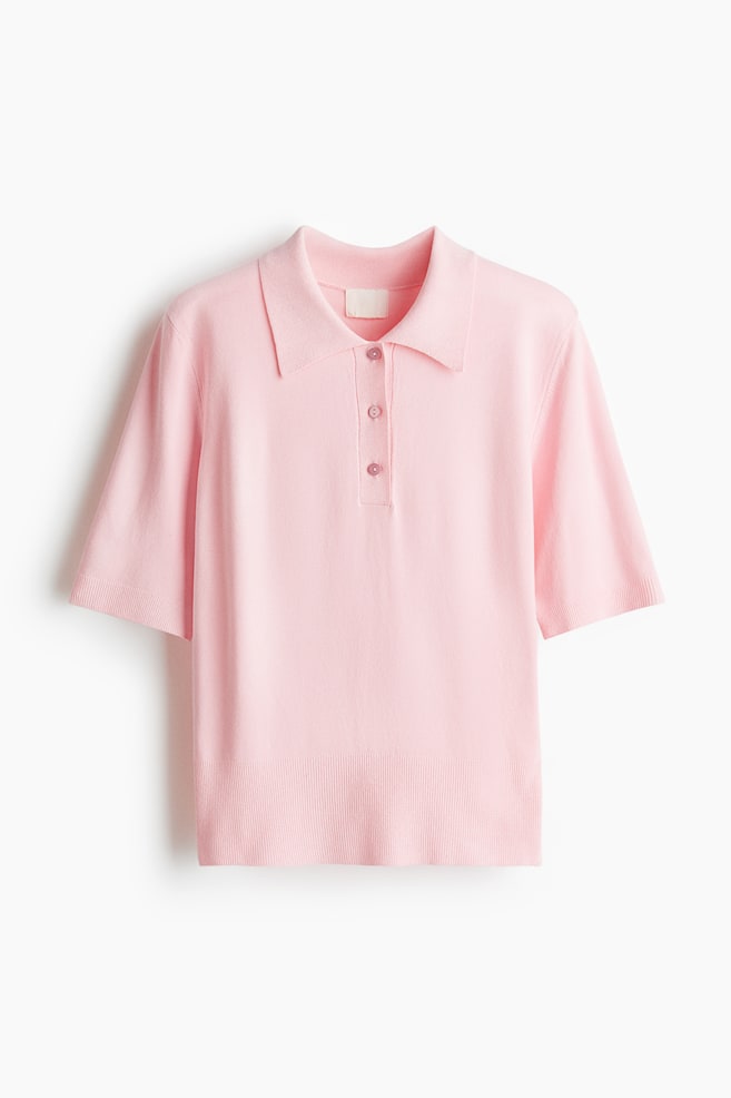Polo de punto fino - Rosa claro - 1