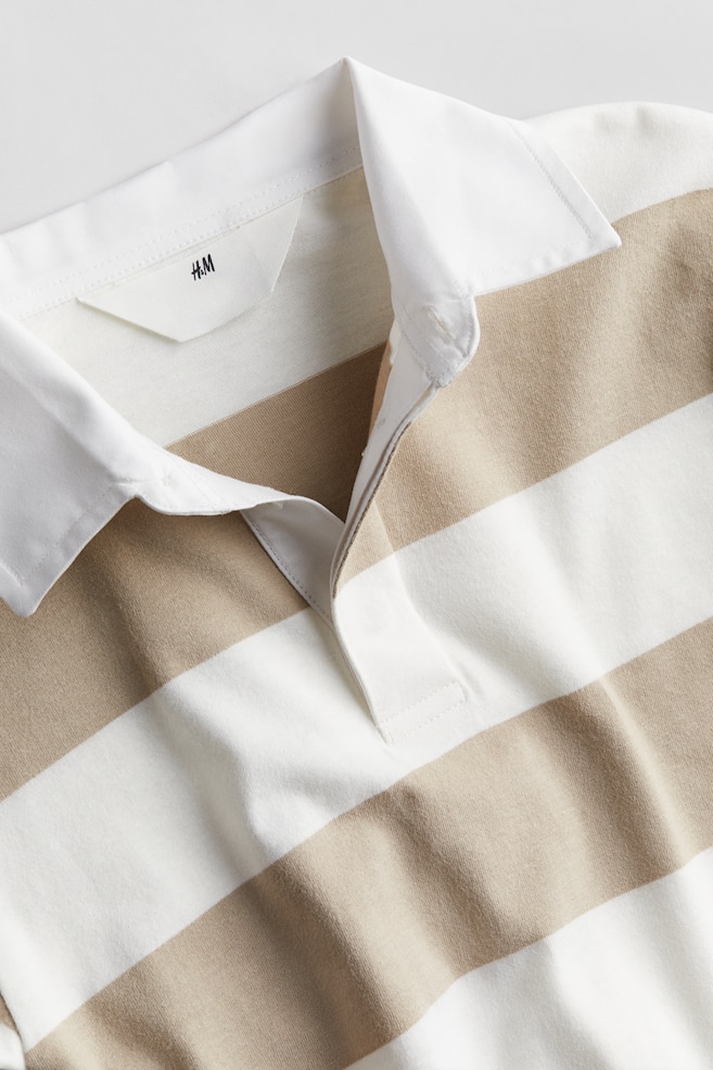 Cotton rugby shirt - Beige/White striped/Green/Block-striped - 2