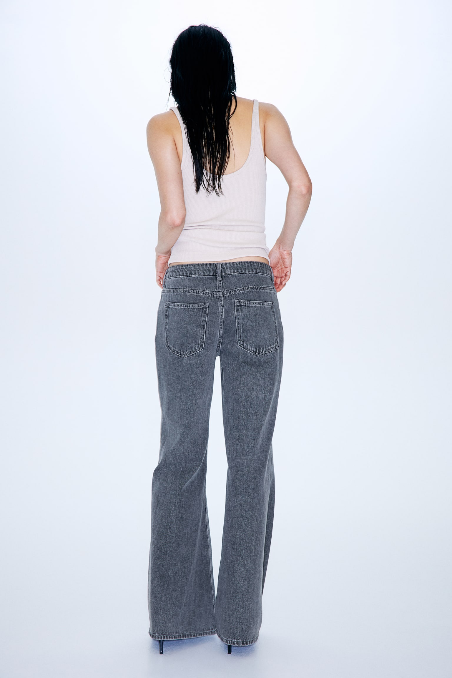 Flared Regular Jeans - Denim black/White - 3