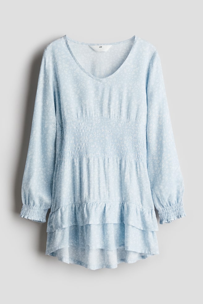 Smock-detail dress - Light blue/Floral/Black/Floral - 1