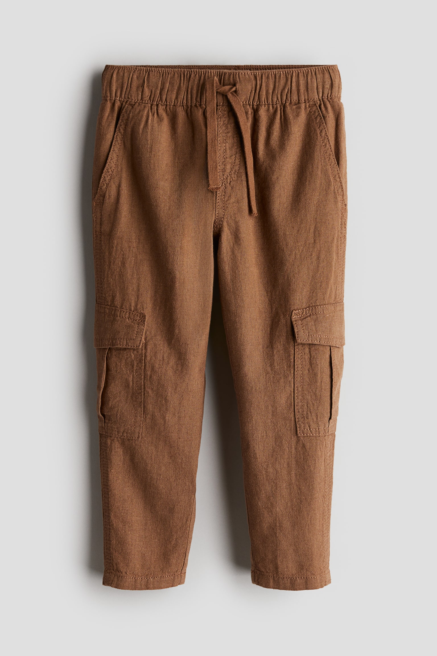 Linen Blend Cargo Pants - Brown/Green/Black - 1