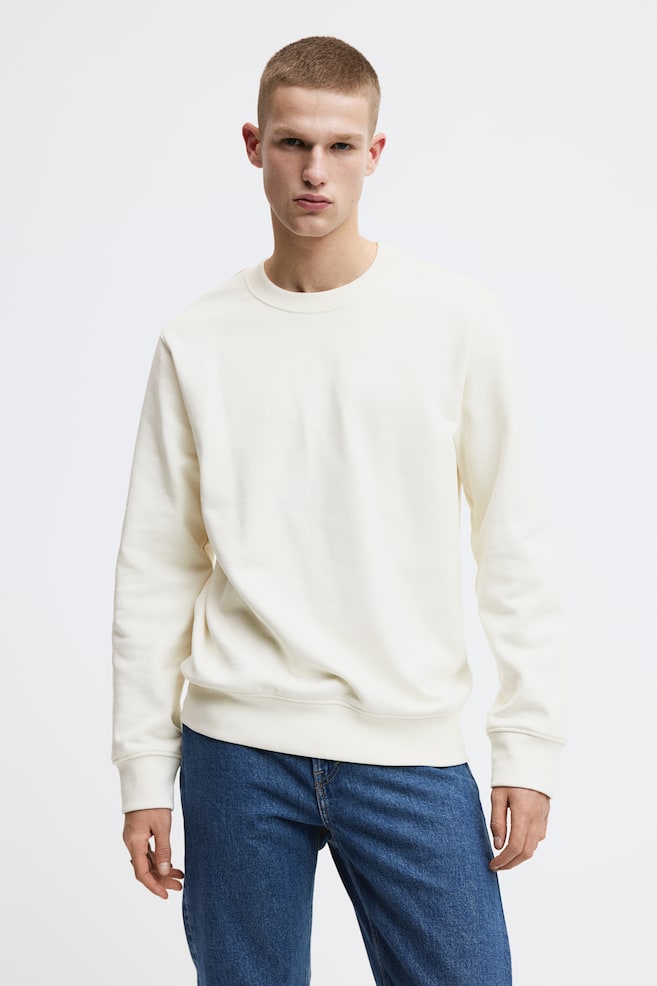Sweatshirt Regular Fit - Vit/Svart/Beige/Grön - 1