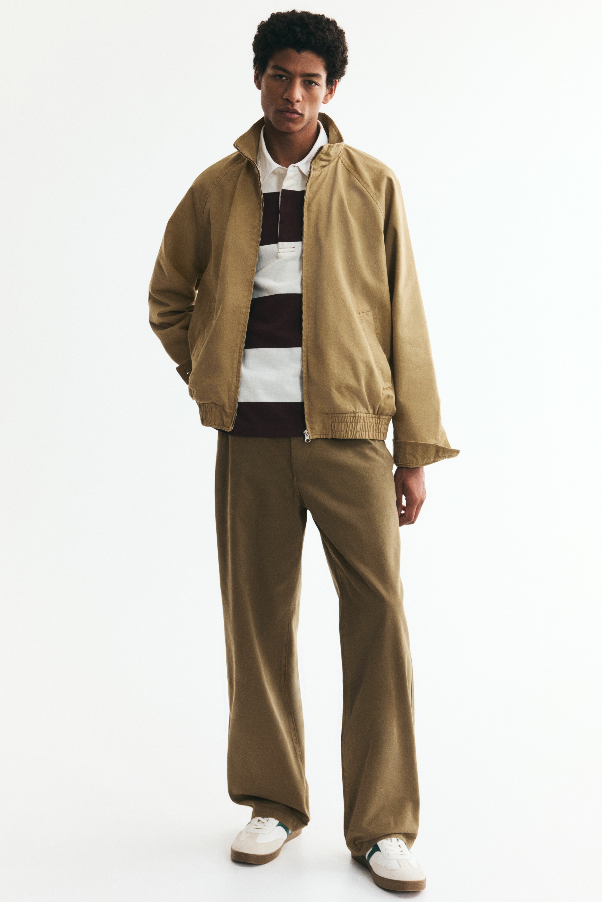 Pamučne čino pantalone Relaxed Fit - Kaki zelena/Svetlobež/Boja slonovače/Crna