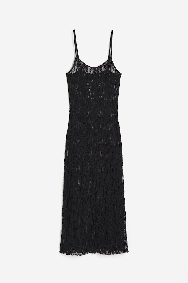 Lace Slip Dress - Black - 2