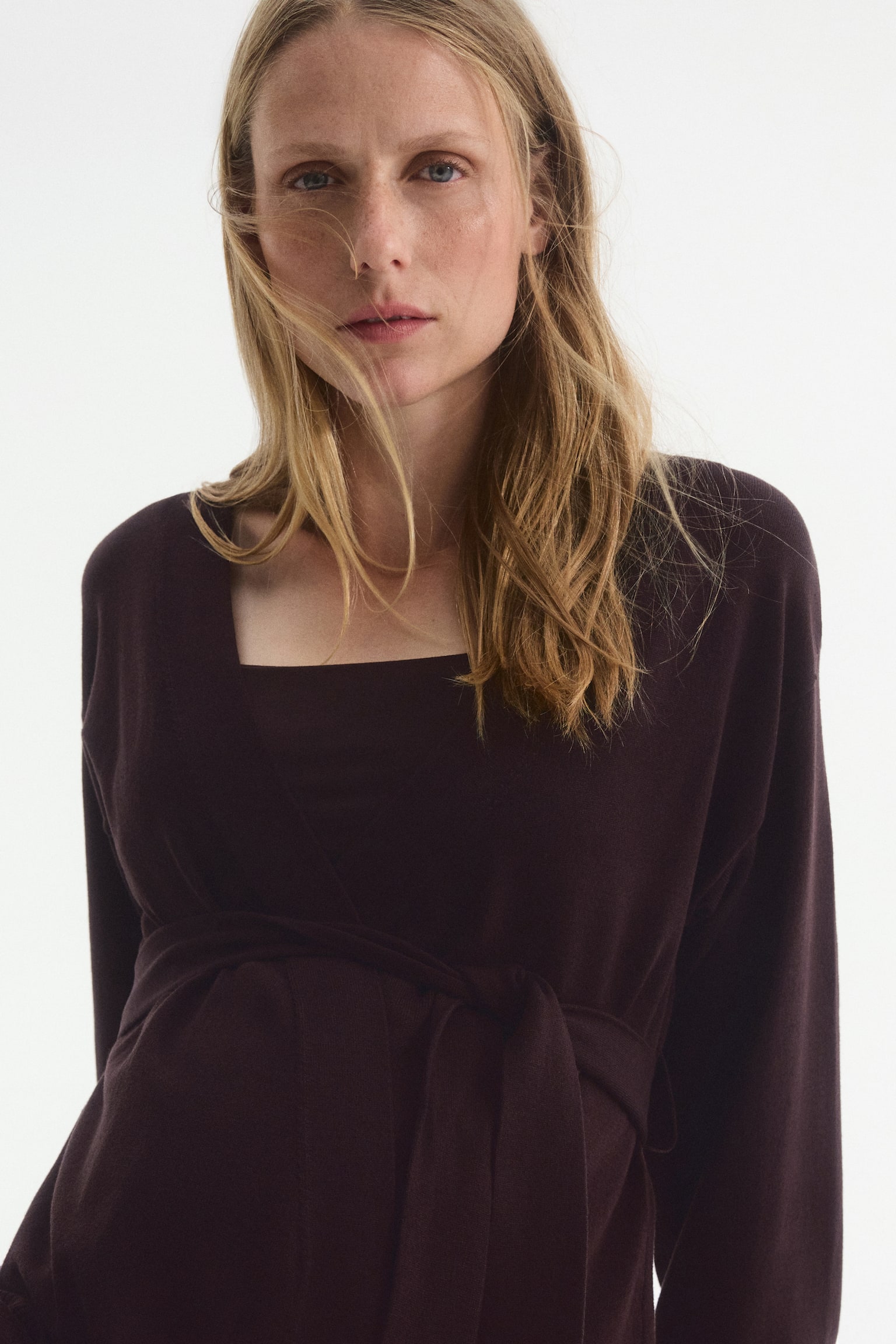 Женский кардиган H&M Mama Tie-Belt, цвет: Тёмный коричневый — фото 3