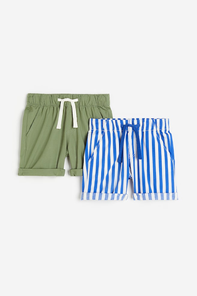 2-pack pull-on shorts - Bright blue/Striped - 1