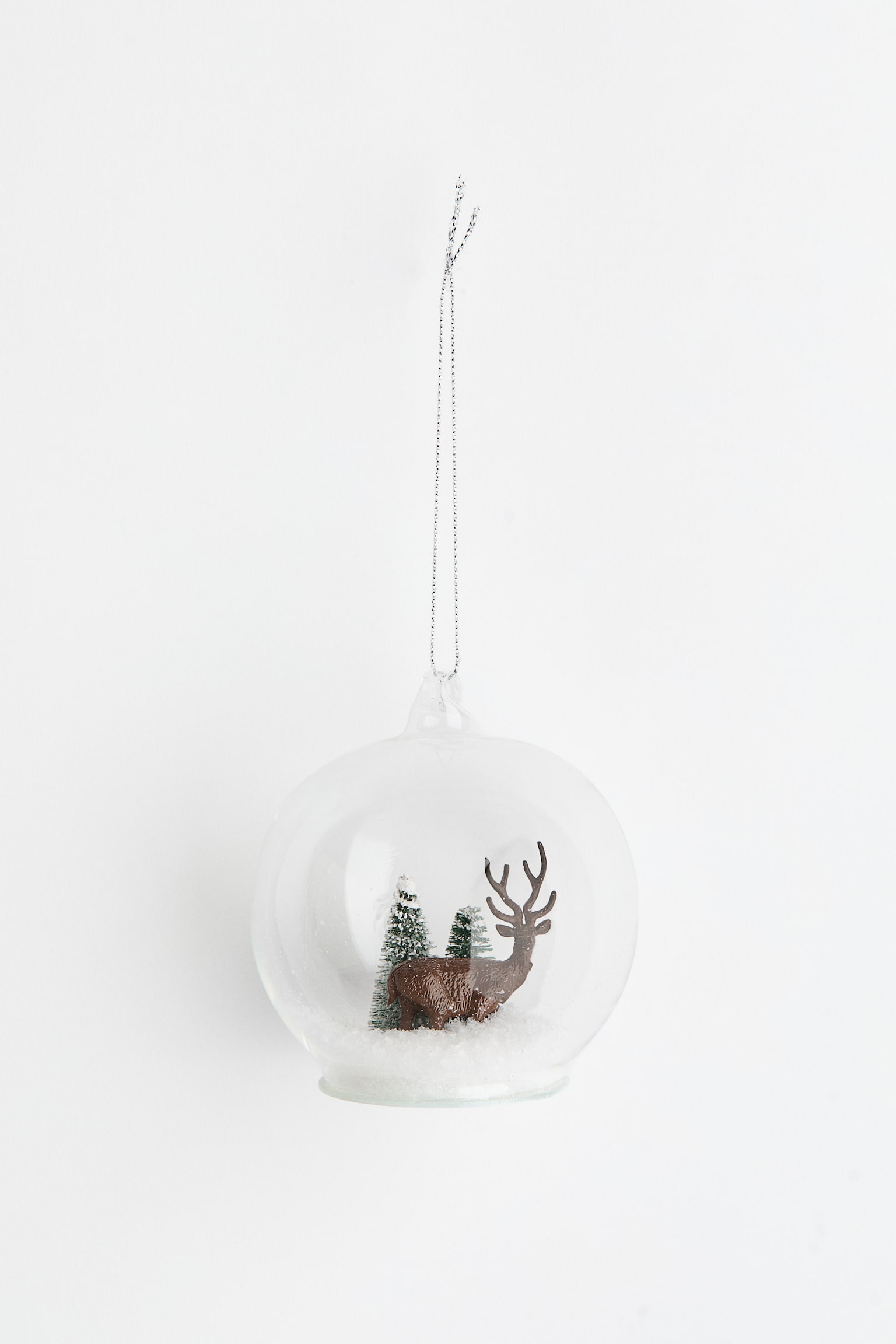 Snow-detail glass bauble - Transparent/Reindeer/Transparent/House