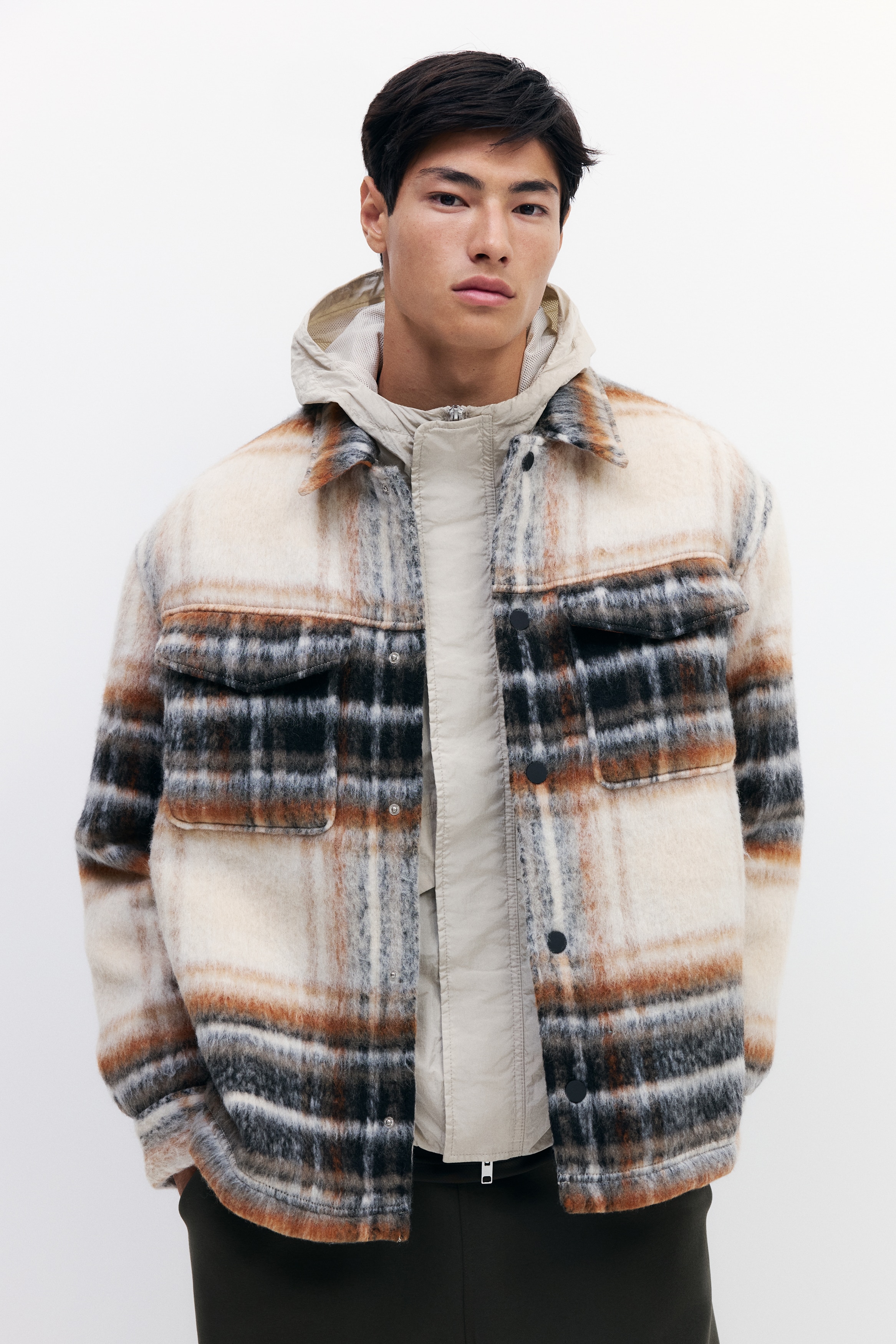 H & M - オーバーサイズフィット パッデッドオーバーシャツ - ホワイト