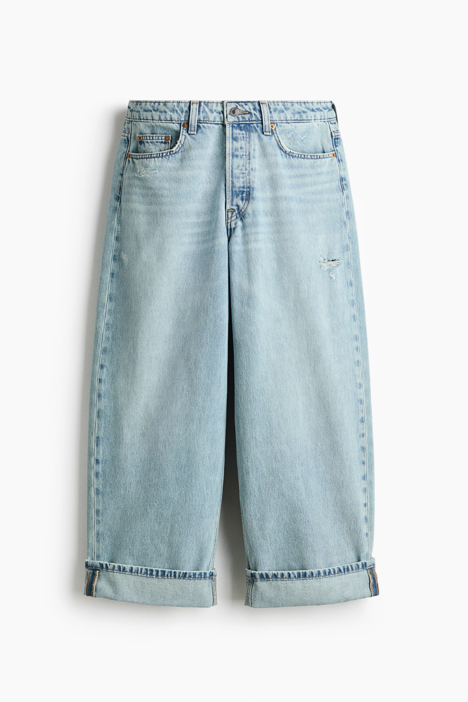 Barrel Regular Waist Ankle Jeans - Helles Denimblau/Denimblau - 2