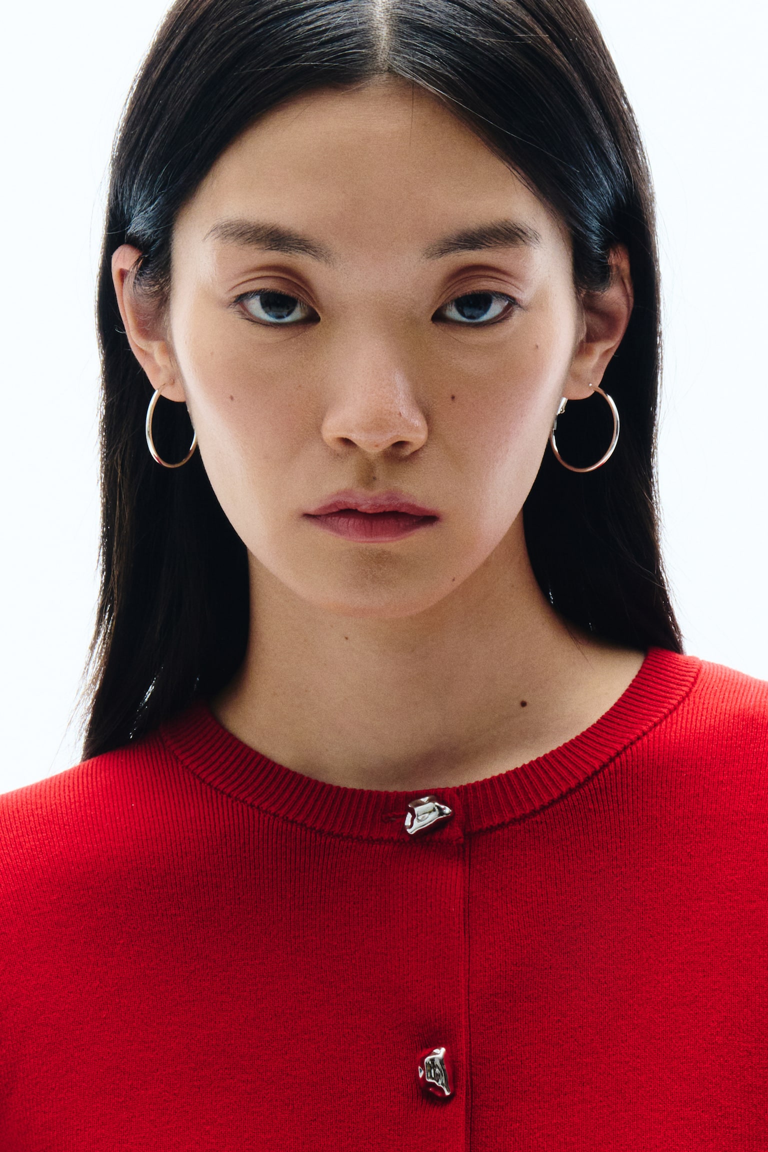 Áo cardigan ngắn - Màu đỏ/Màu trắng - 3