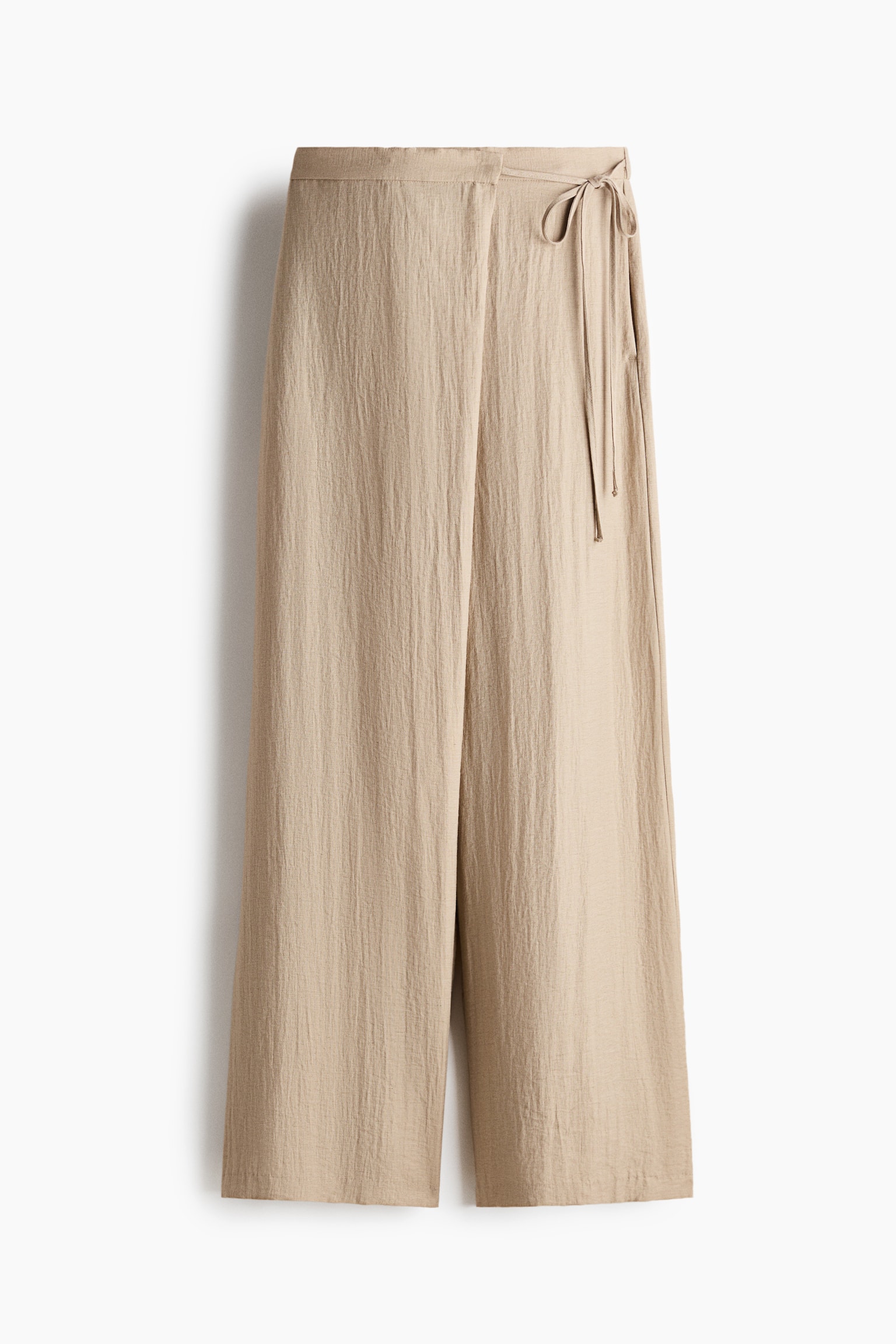 Pellavasekoitteiset kietaisuhousut - Beige/Khakinvihreä - 1
