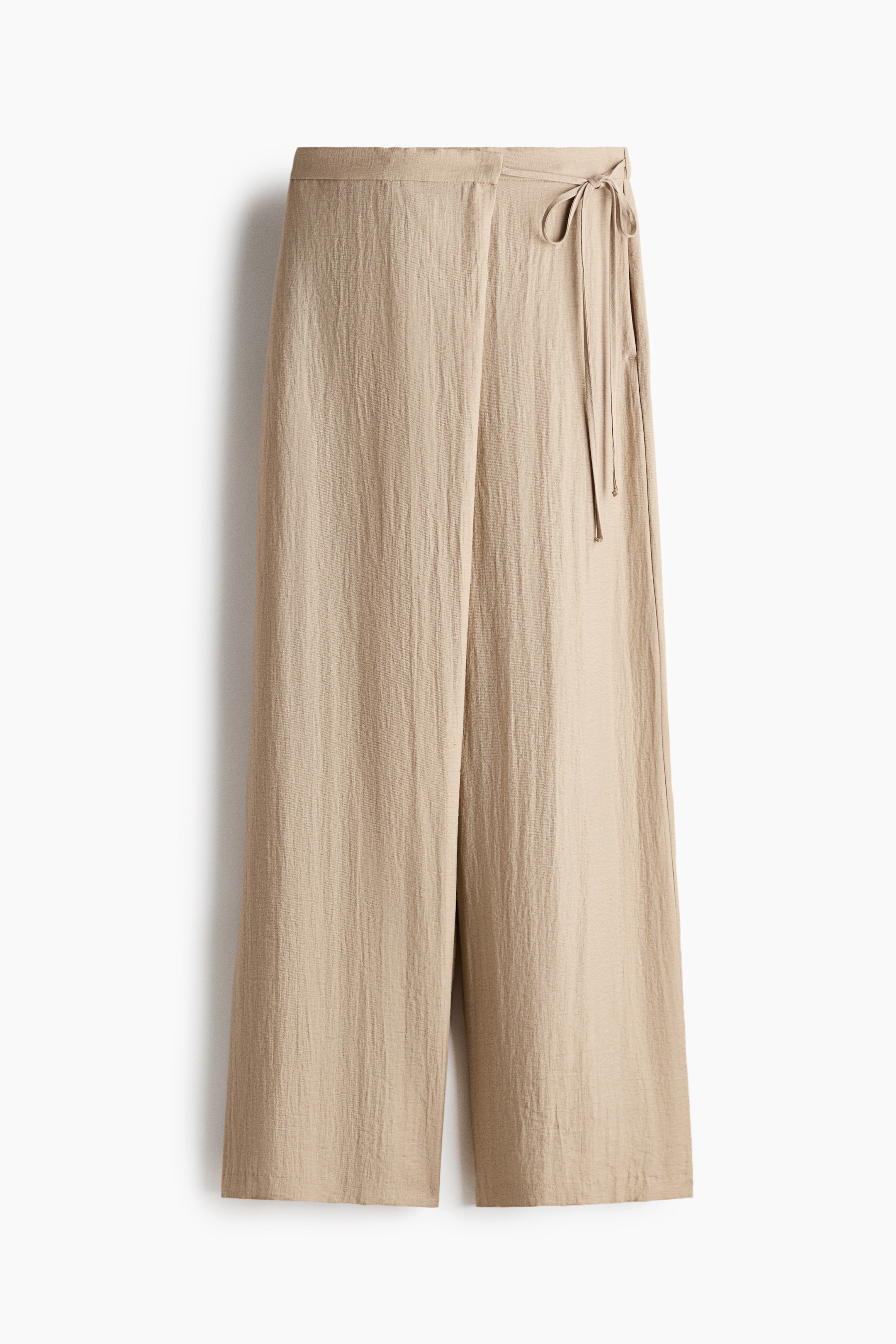 Linen-Blend Wrapover Pants