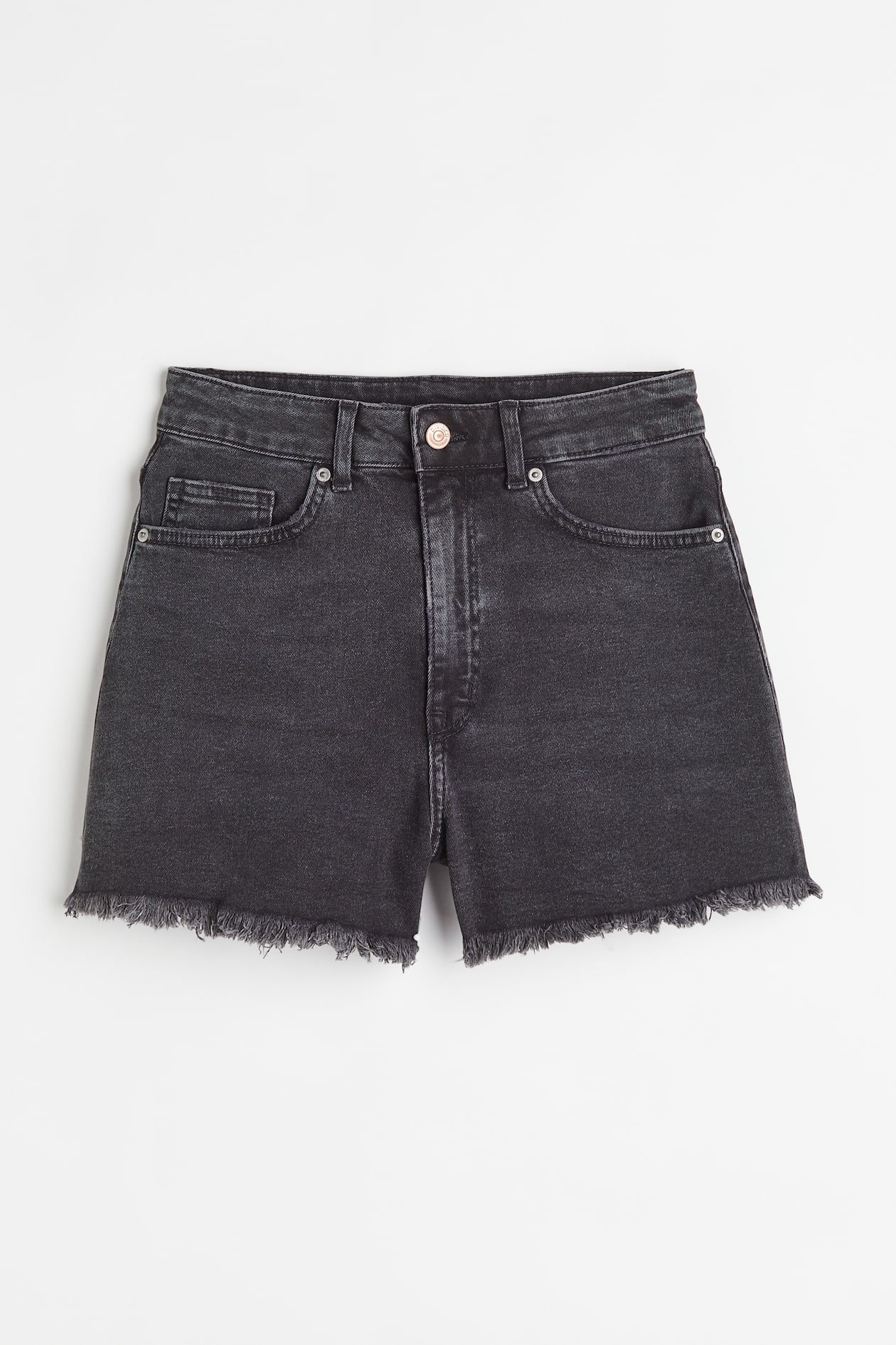 High Waist Denim Shorts - High waist - Short - Dark gray - Ladies | H&M US