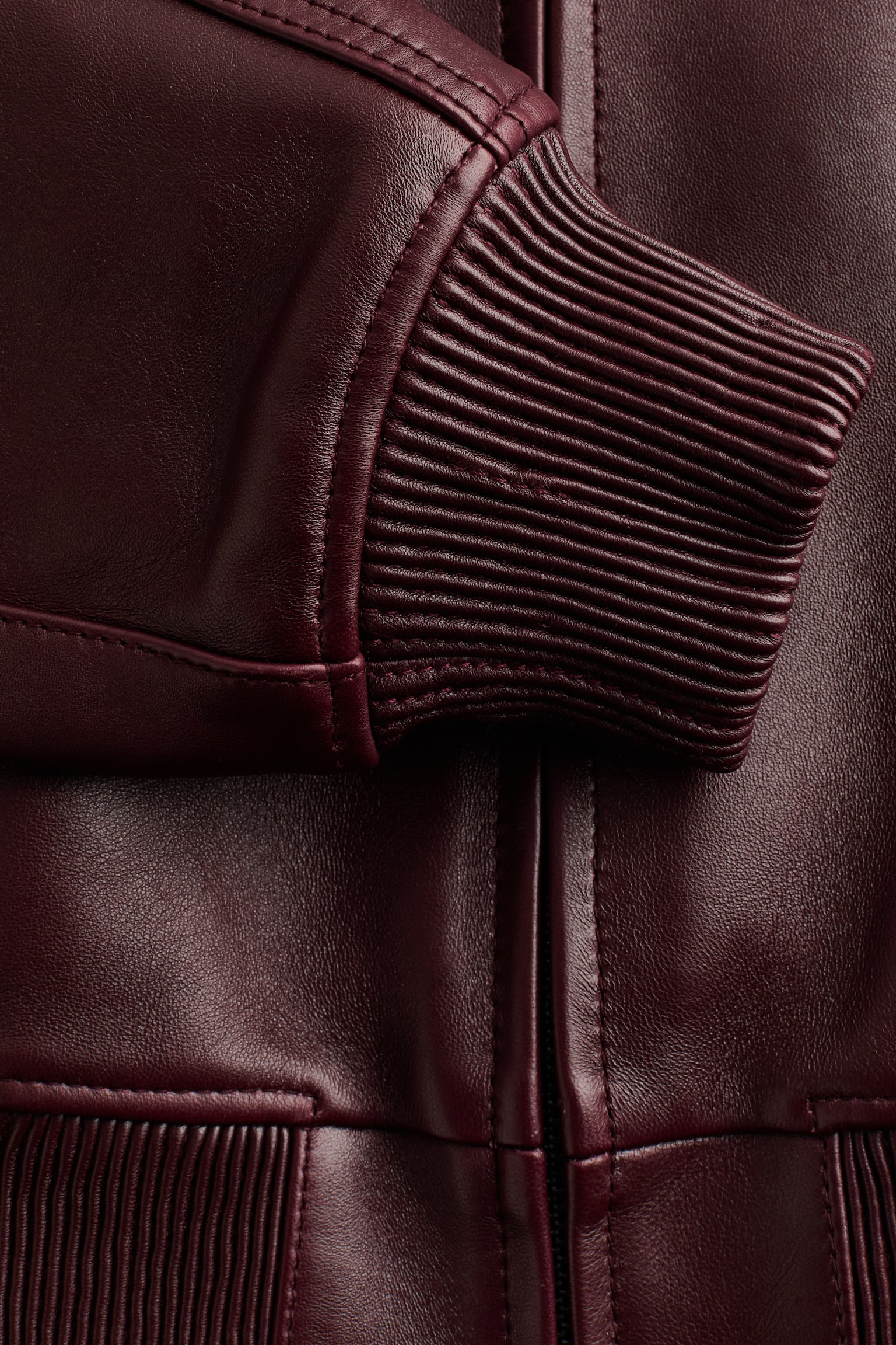 Leather bomber jacket - Burgundy - 6