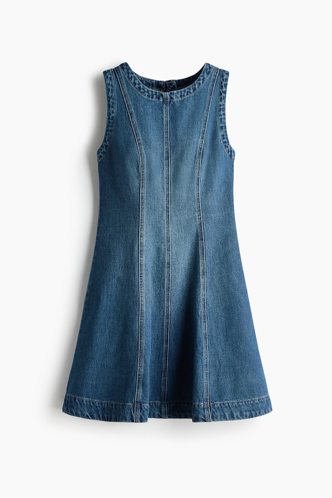 Robe en denim avec jupe évasée - Bleu denim/Bleu denim clair - 1