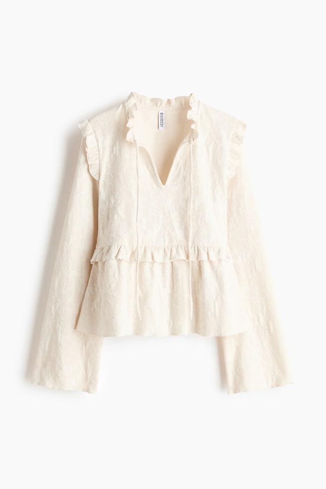 Jacquard jersey blouse - Cream/Black - 1