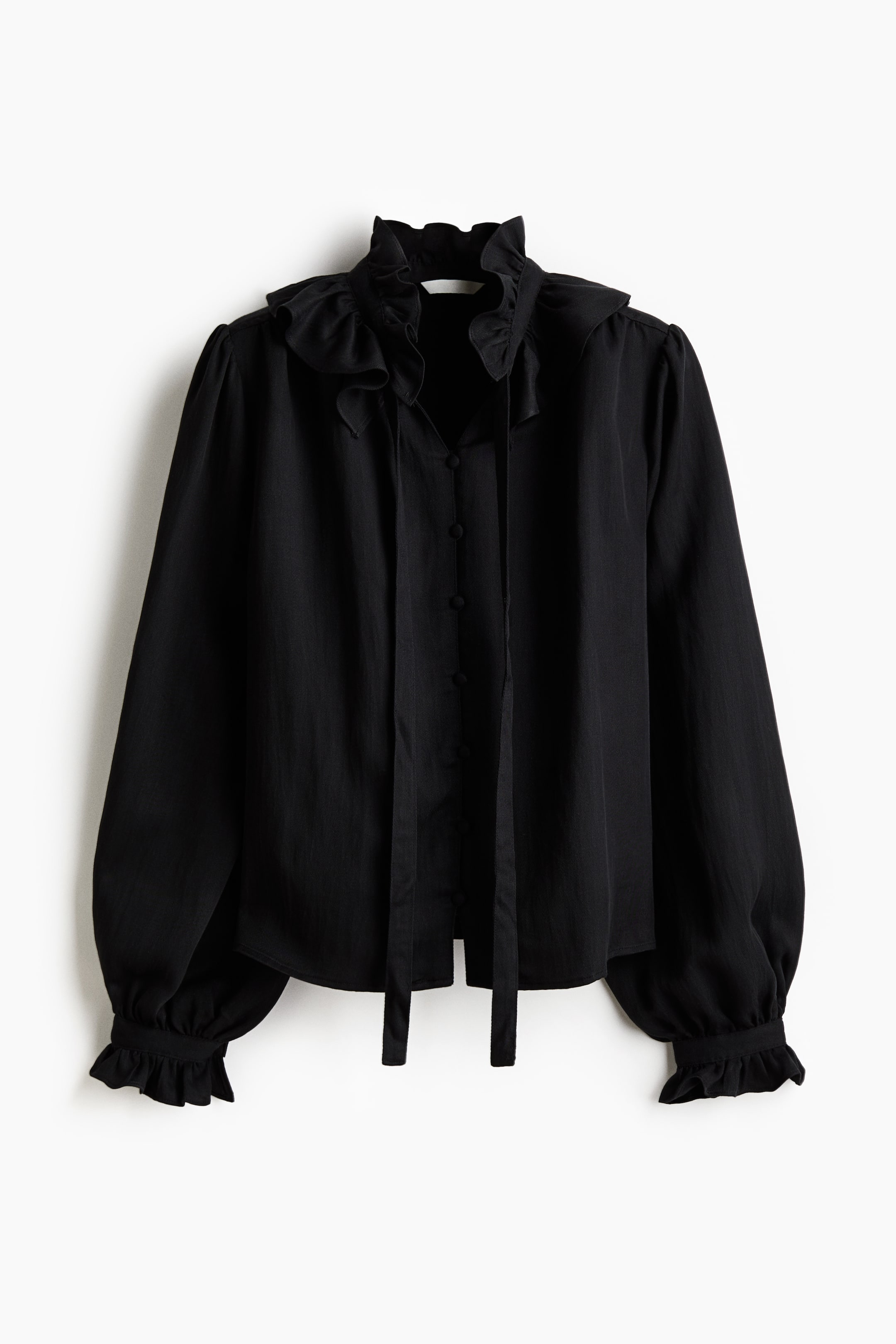 Xem ảnh lớn hơn: Áo kiểu cổ diềm nhún - Màu đen - Ladies | H&M VN 5