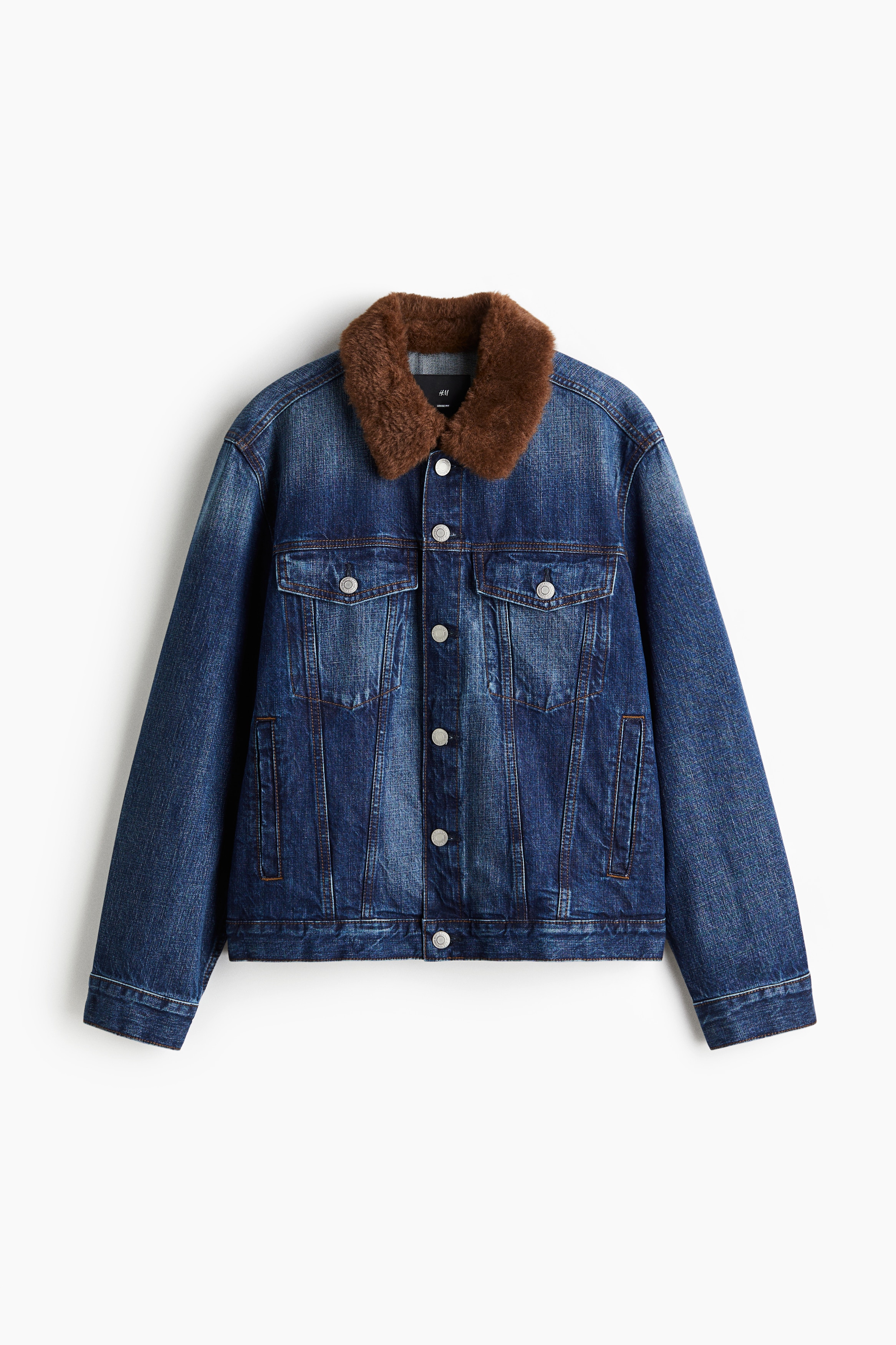 Denimjacke im Truckerlook mit Kragen - Dunkles Denimblau