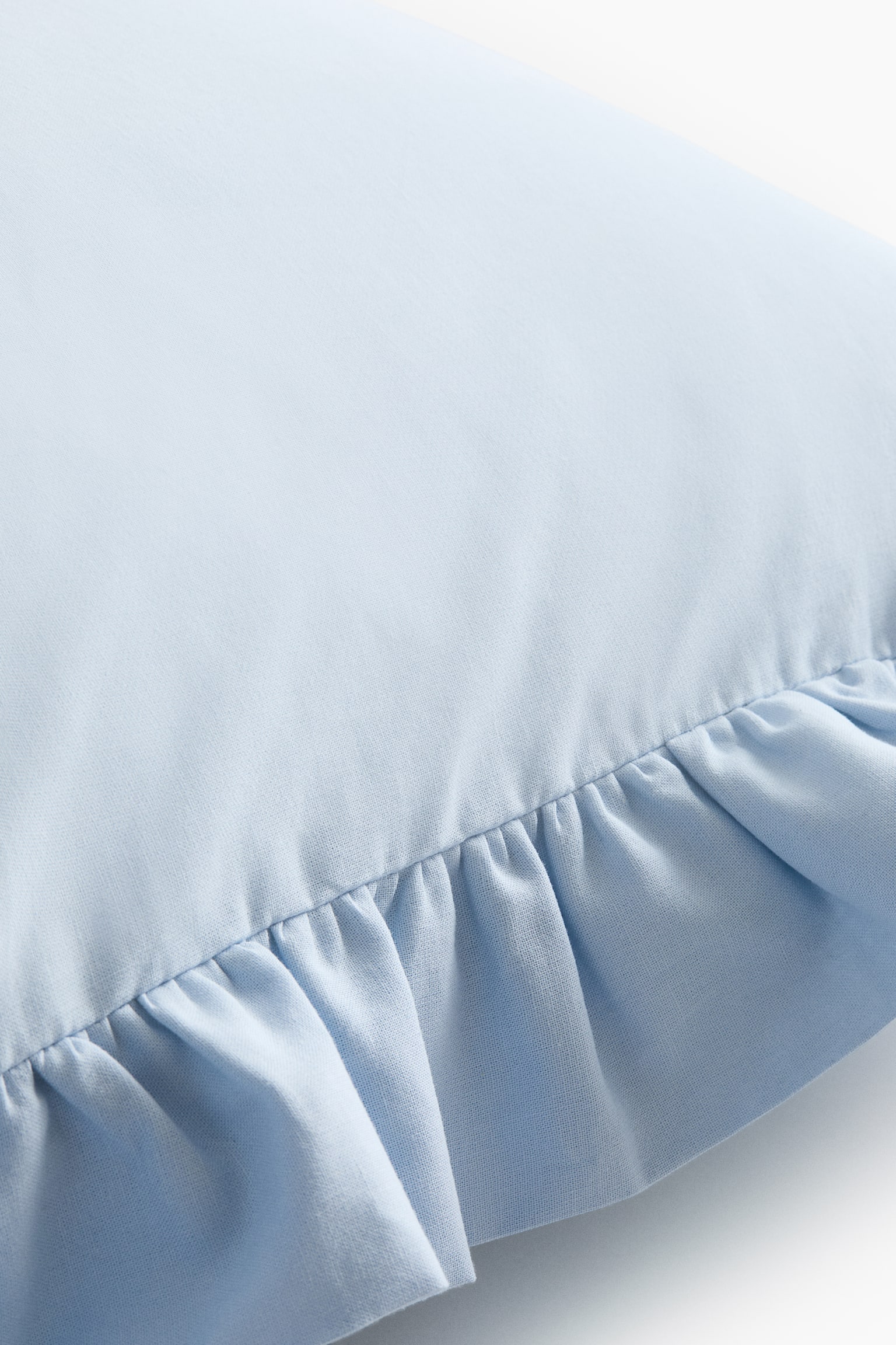 Bavlnená obliečka na vankúš s volánikmi - Svetlomodrá/Biela/Svetlá sivobéžová - 3