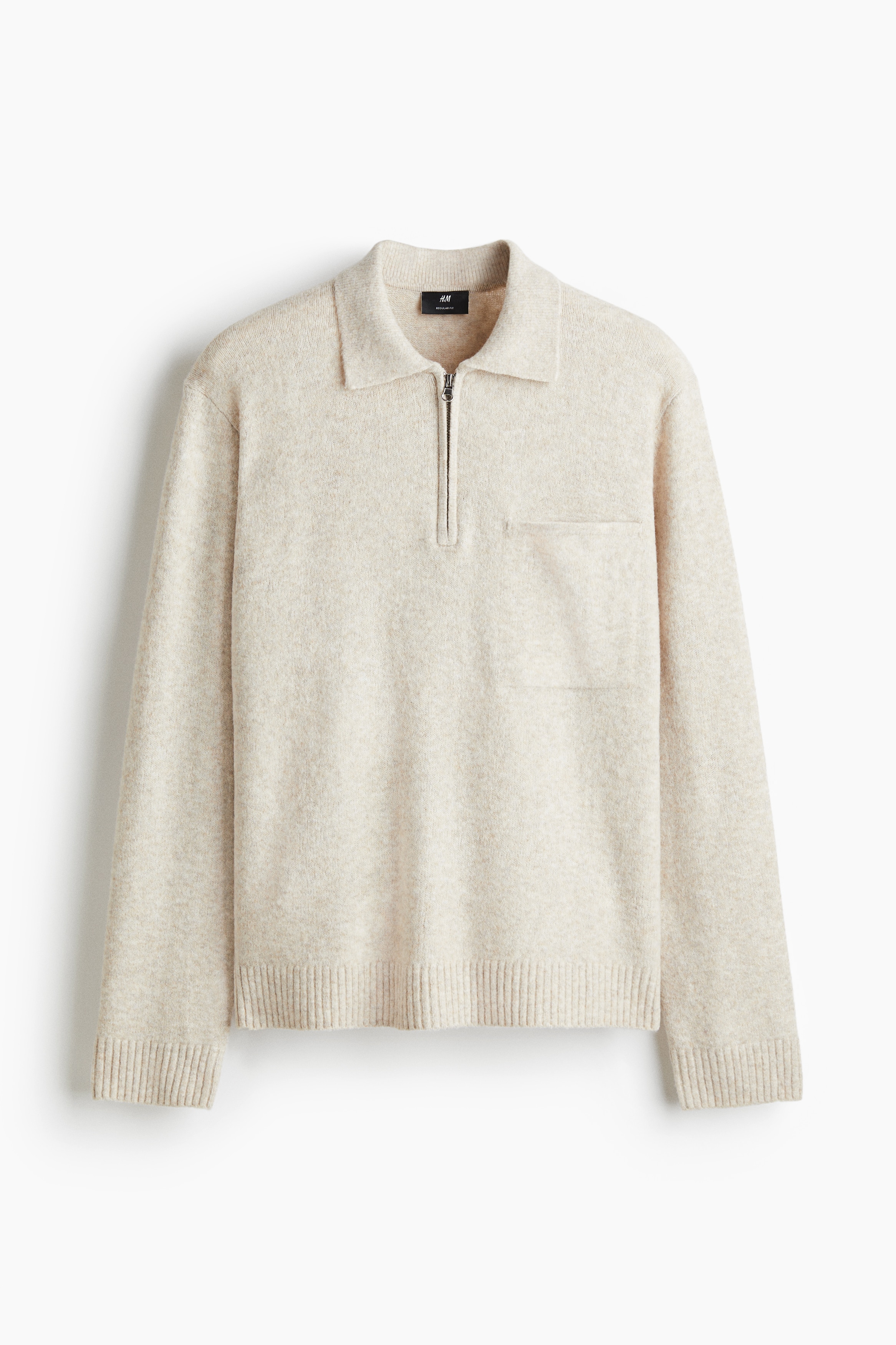 Regular-Fit Half-Zip Sweater - Beige melange