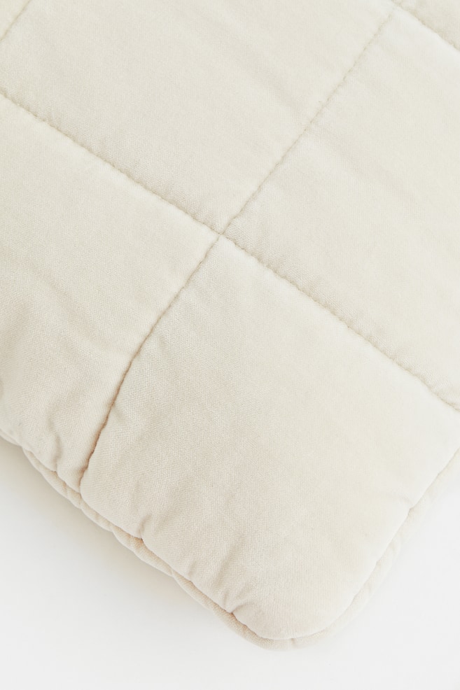 Cotton velvet cushion cover - Light beige/Light blue - 2