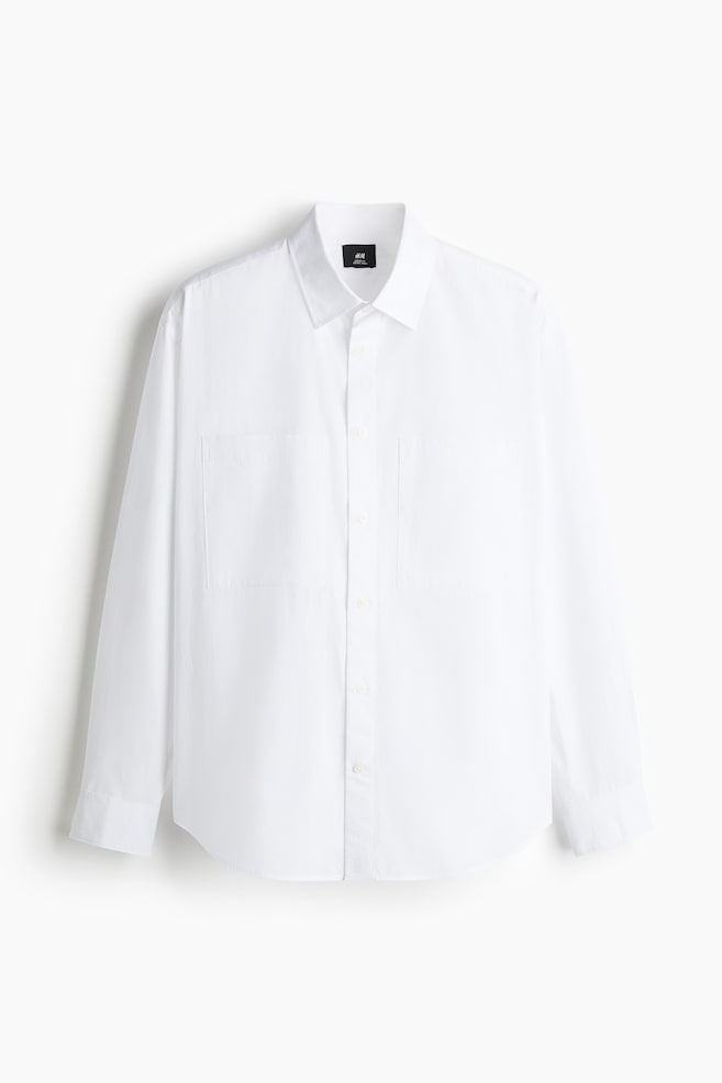 Loose Fit Poplin Shirt - White - 1